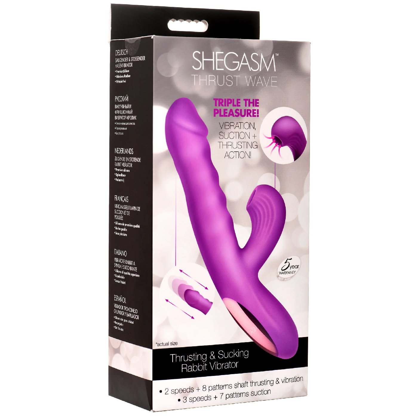 0cj6mVD07NhQco1lVdaDdLpmtAw2YwLP.jpg Thrust Wave Thrusting and Sucking Rabbit Vibrator - Purple - Image 1