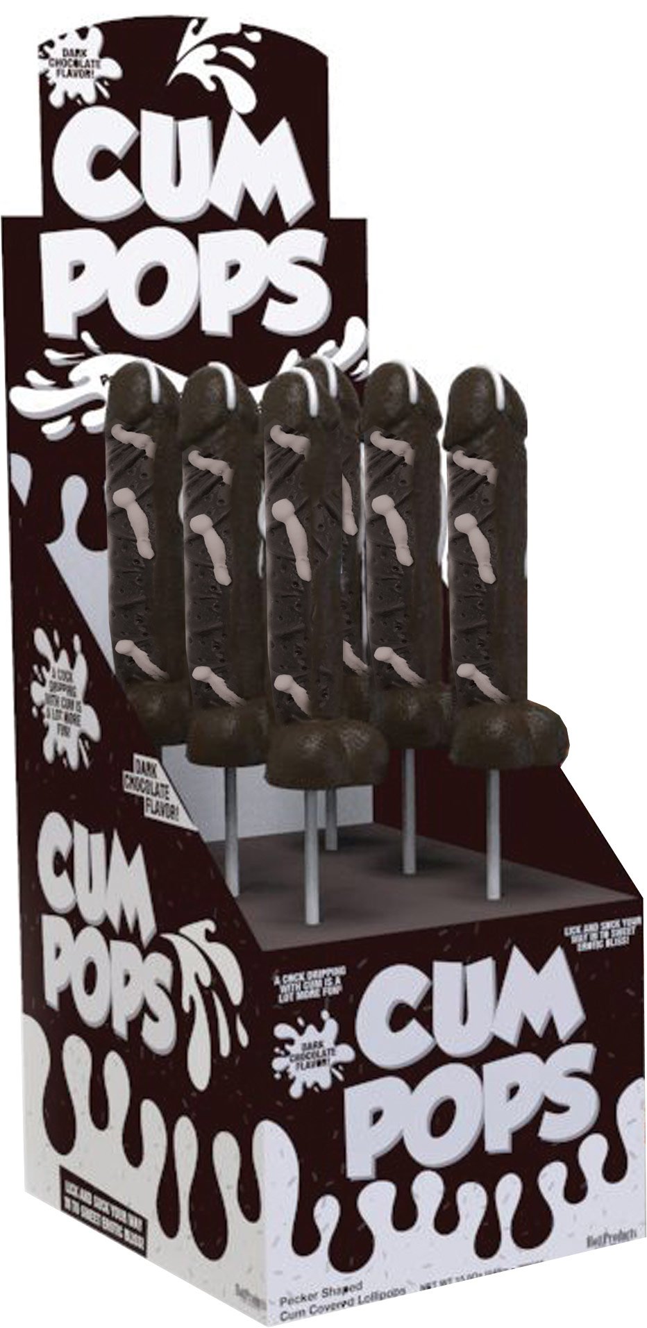 27uRNwULcNtZ2W3ILdmReQG3BCIo7pkq.jpg Cum Cock Pops - Dark Chocolate - 6 Piece P.O.P. Display - Image 1