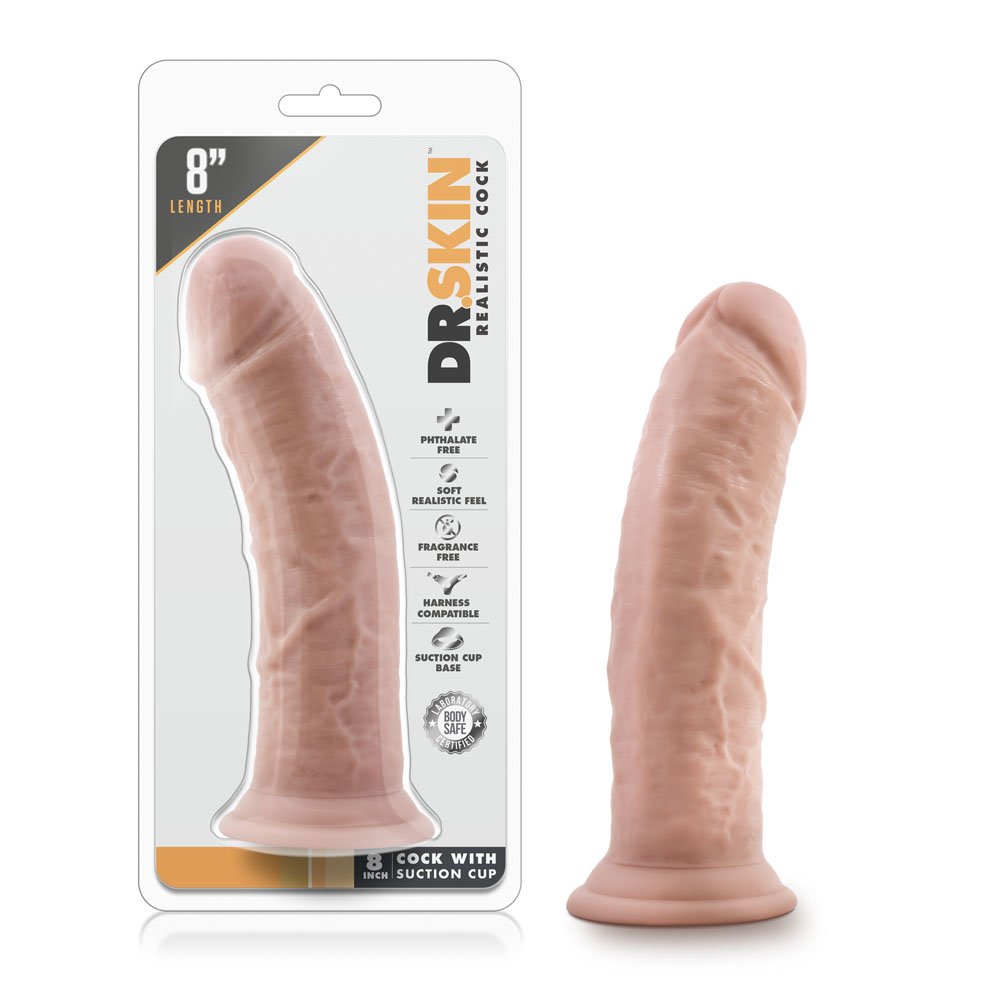 www.blushnovelties.com Dr. Skin - 8 Inch Cock W / Suction Cup - Vanilla - Image 1