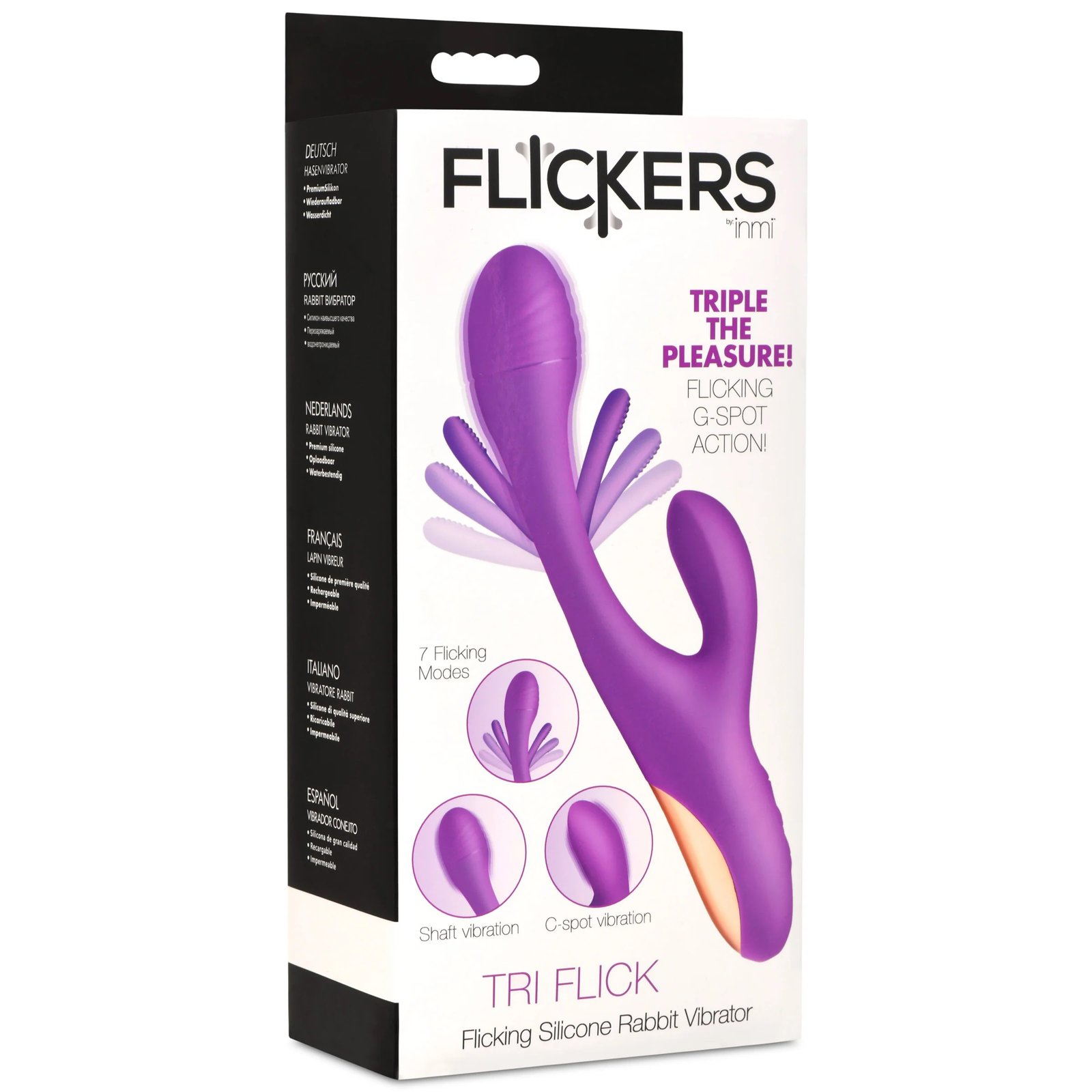 3D6mWdZrfeTrsSRacJ6uvAHnW5eI3P6m.jpg Tri-Flick Flicking Silicone Rabbit Vibrator - Purple - Image 1