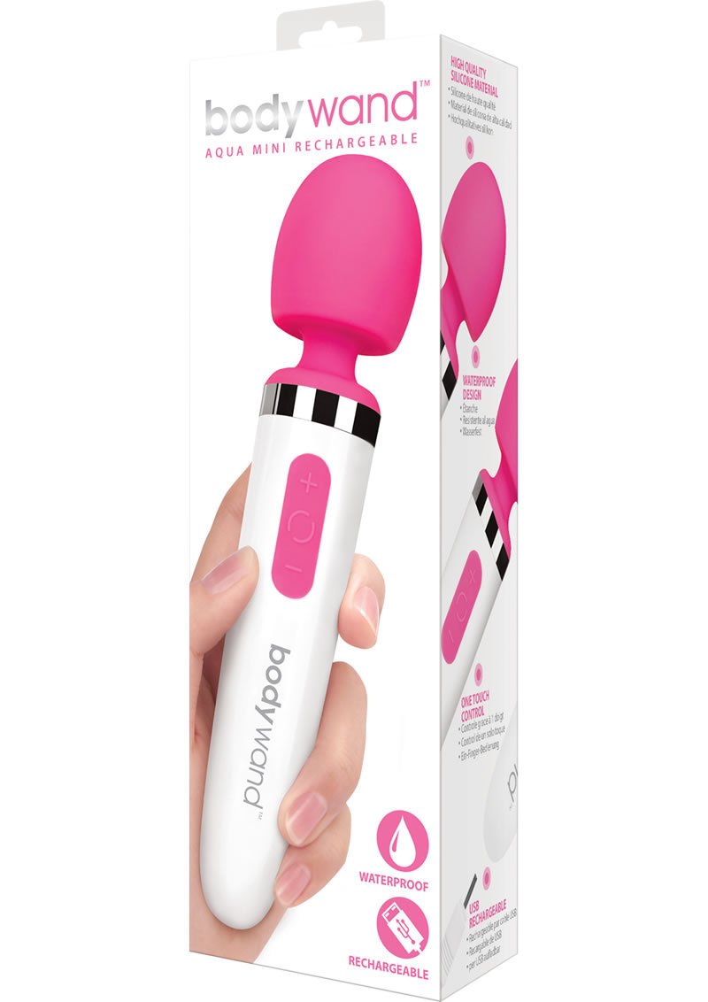 44801sZvaD8GBycDAvTcEbD4knn6X6ru.jpg Bodywand Aqua Mini Silicone Rechargeable Massager - Pink - Image 1