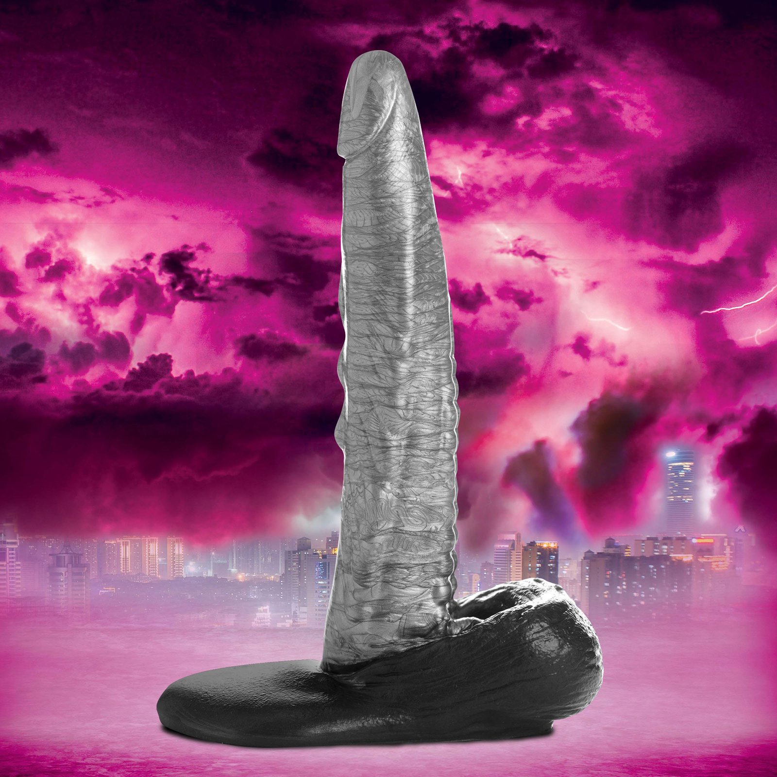 5EXBLGt8AcptJW1mzJKLQ6tUADGNxSek.jpg The Gargoyle Rock Hard Silicone Dildo - Silver - Image 1