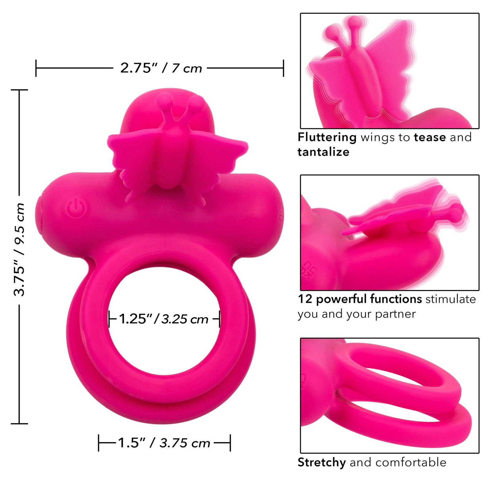 5FU077NEEvwYC8TfC2ANwdSTuM0h5fzn.jpg Silicone Rechargeable Dual Butterfly Ring - Pink - Image 1