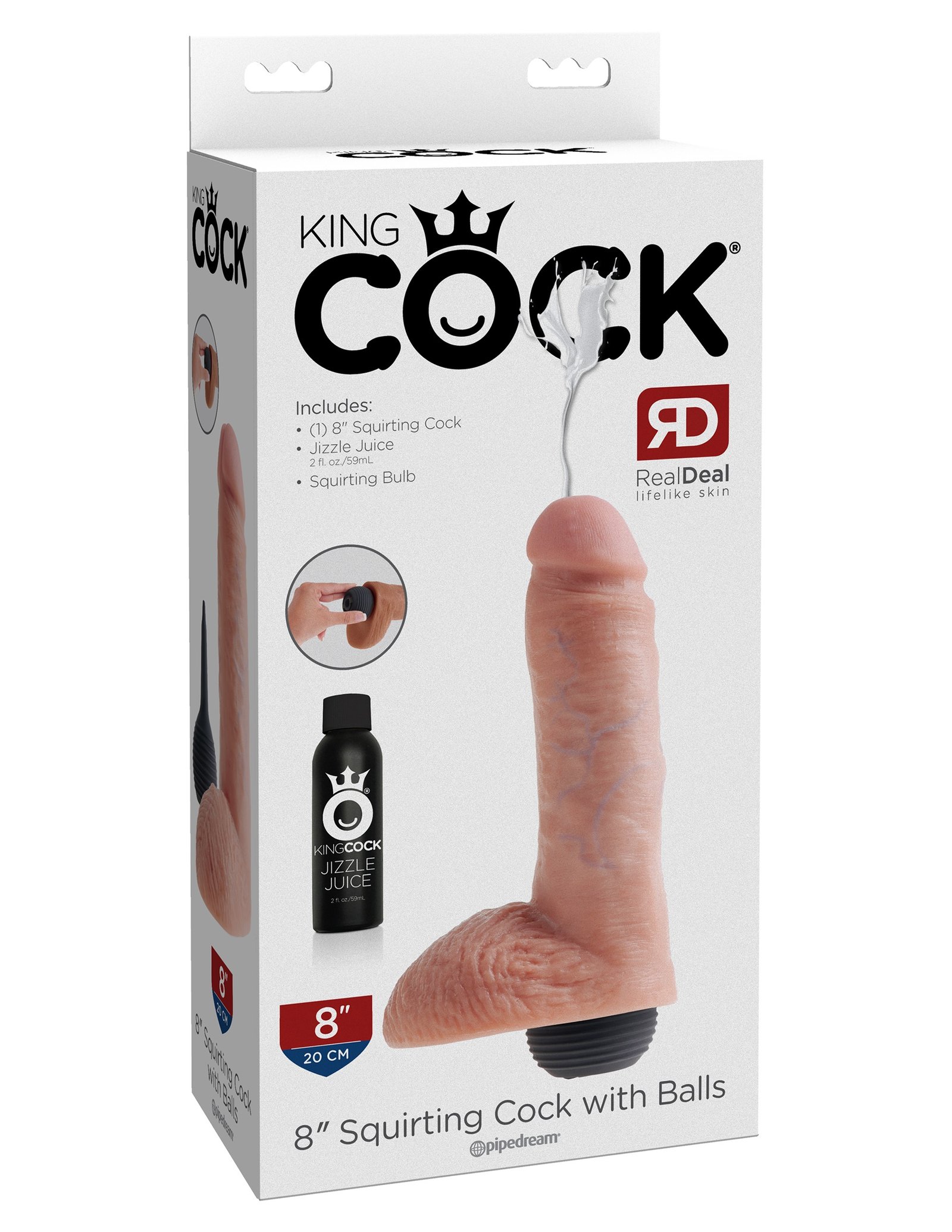 5RNGe2crRNOm60laF53rlVKQmRHAceht.jpg King Cock 8 Inch Squirting Cock With Balls - Light - Image 1