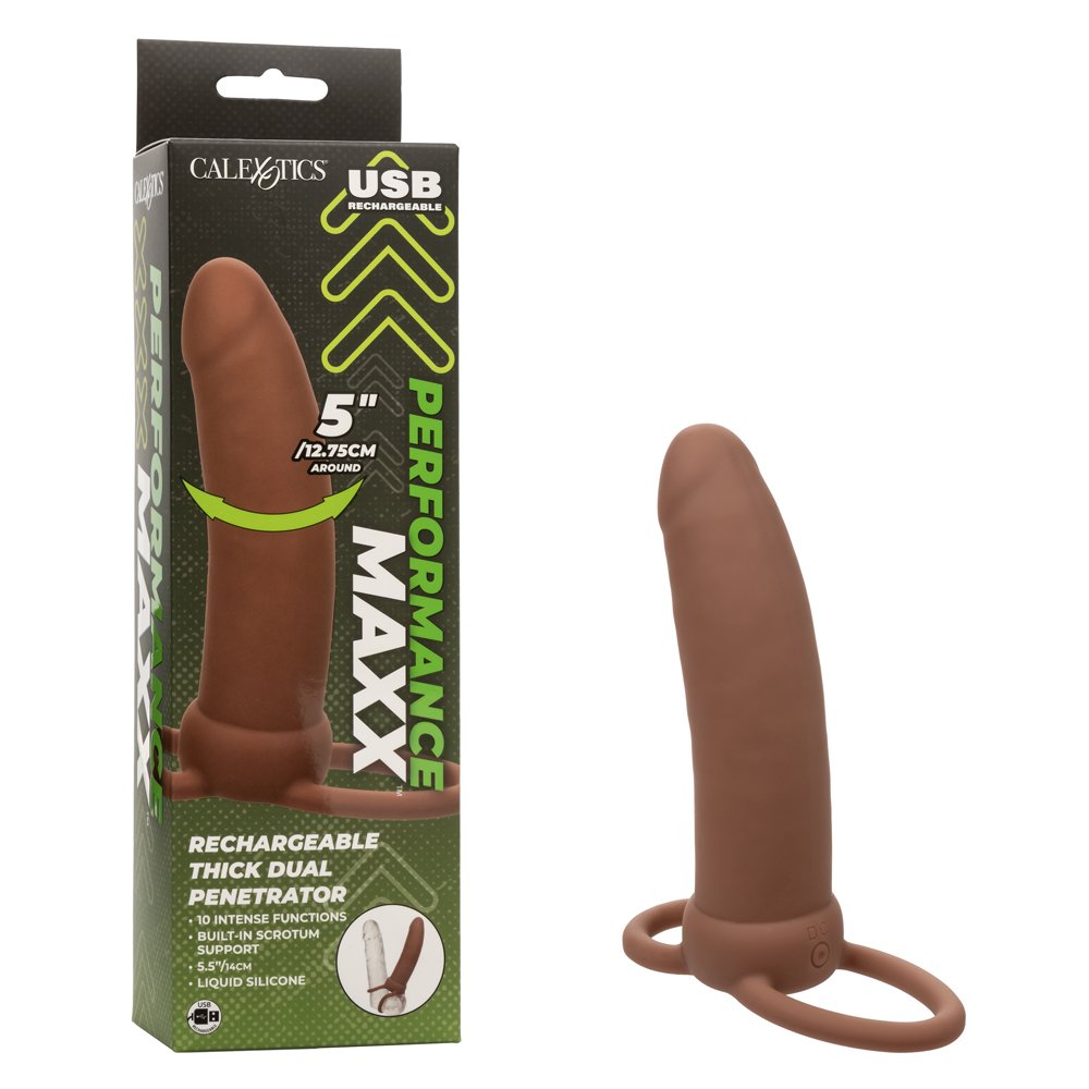 7JDQw8JEmWmCXAvXVR1beafTWCiPNp6V.jpg Performance Maxx Rechargeable Thick Dual Penetrator - Brown - Image 1
