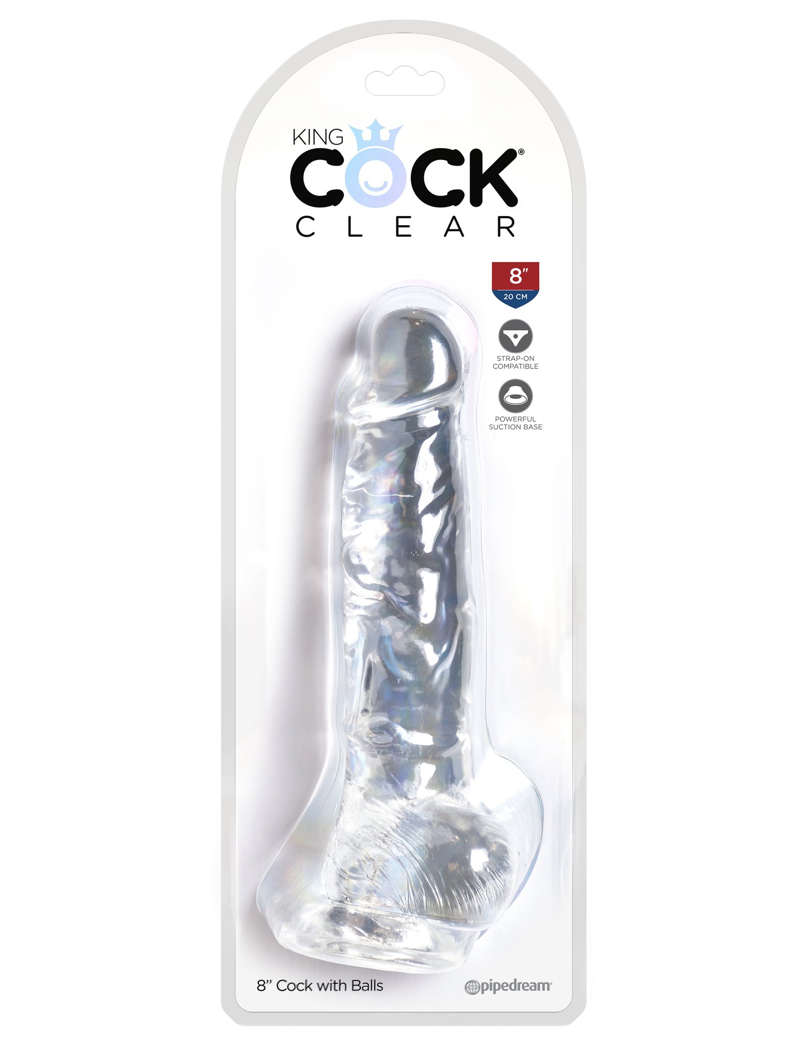 PD5756-20_KC_Clear_8in_Suction_Cup_Balls King Cock Clear 8 Inch Cock With Balls - Image 1