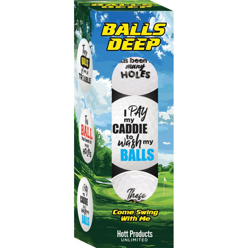 F59aiXq4.jpg Balls Deep Funny Slogan Golf Balls Assorted Slogan 3pk - Image 1