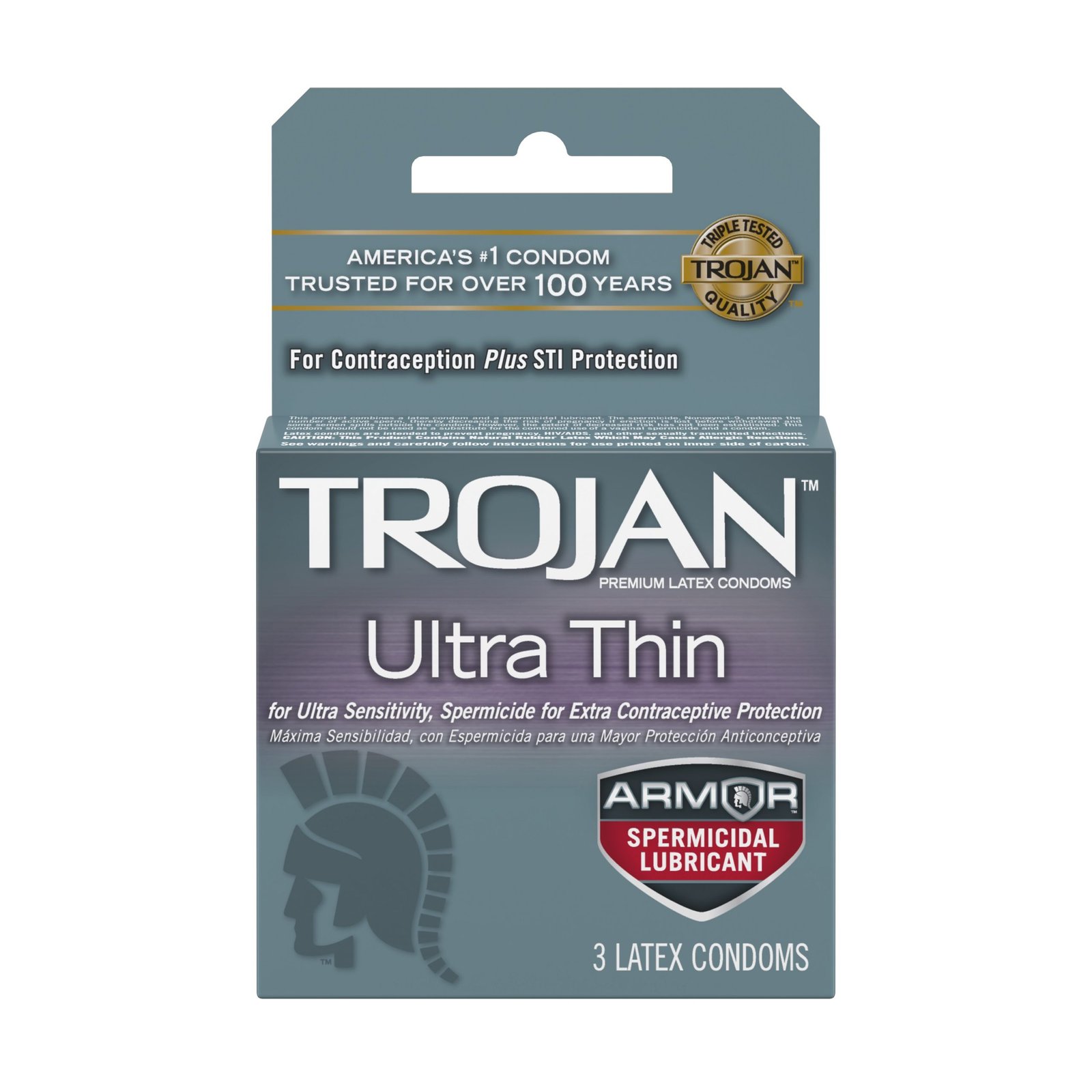 FNcM4kBF7OkDD3fazaYT3Ta6oc2DbY7g.jpg Trojan Ultra Thin Armor Spermicidal Condoms - 3 Pack - Image 1