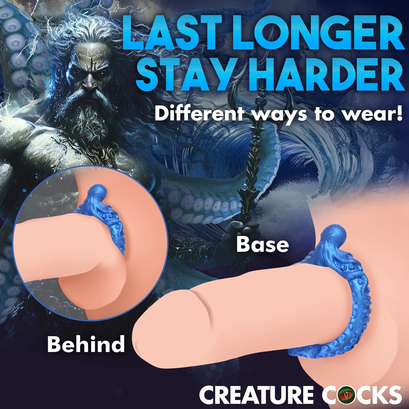 G5gsSfY9IqoMNwje2G4OjPS08jdjKbuE.jpg Poseidon's Octo-Ring Silicone Cock Ring - Blue - Image 1