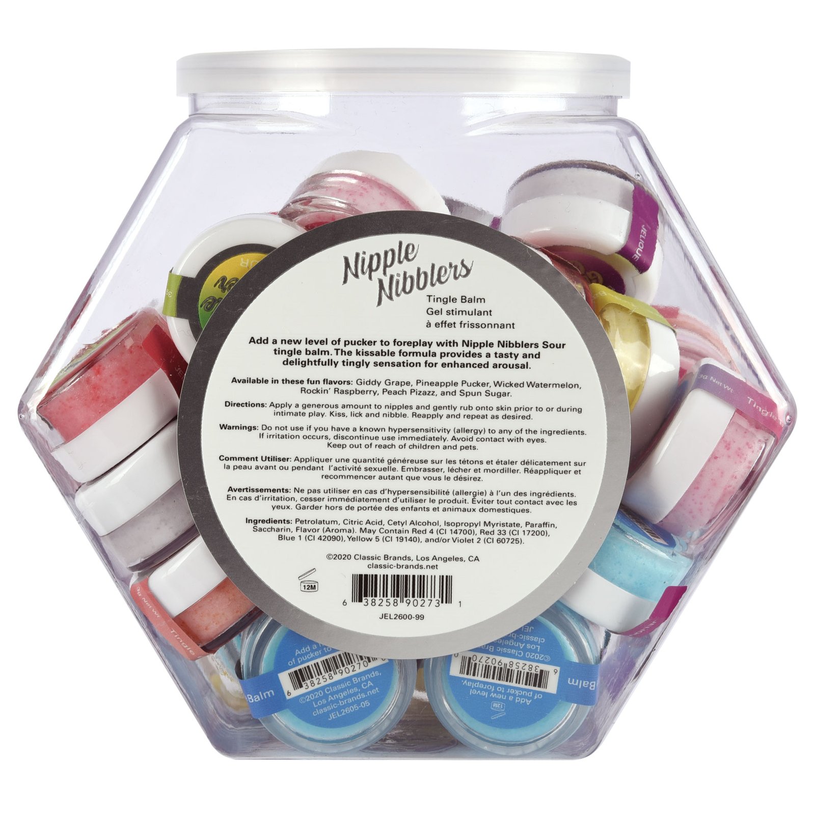 GBM875J7KsrAhEjDqMKhThjigrYgTpea.jpg Nipple Nibbler Sour Tingle Balm Assorted - 36 Pc. Bowl - 3g Jar - Image 1