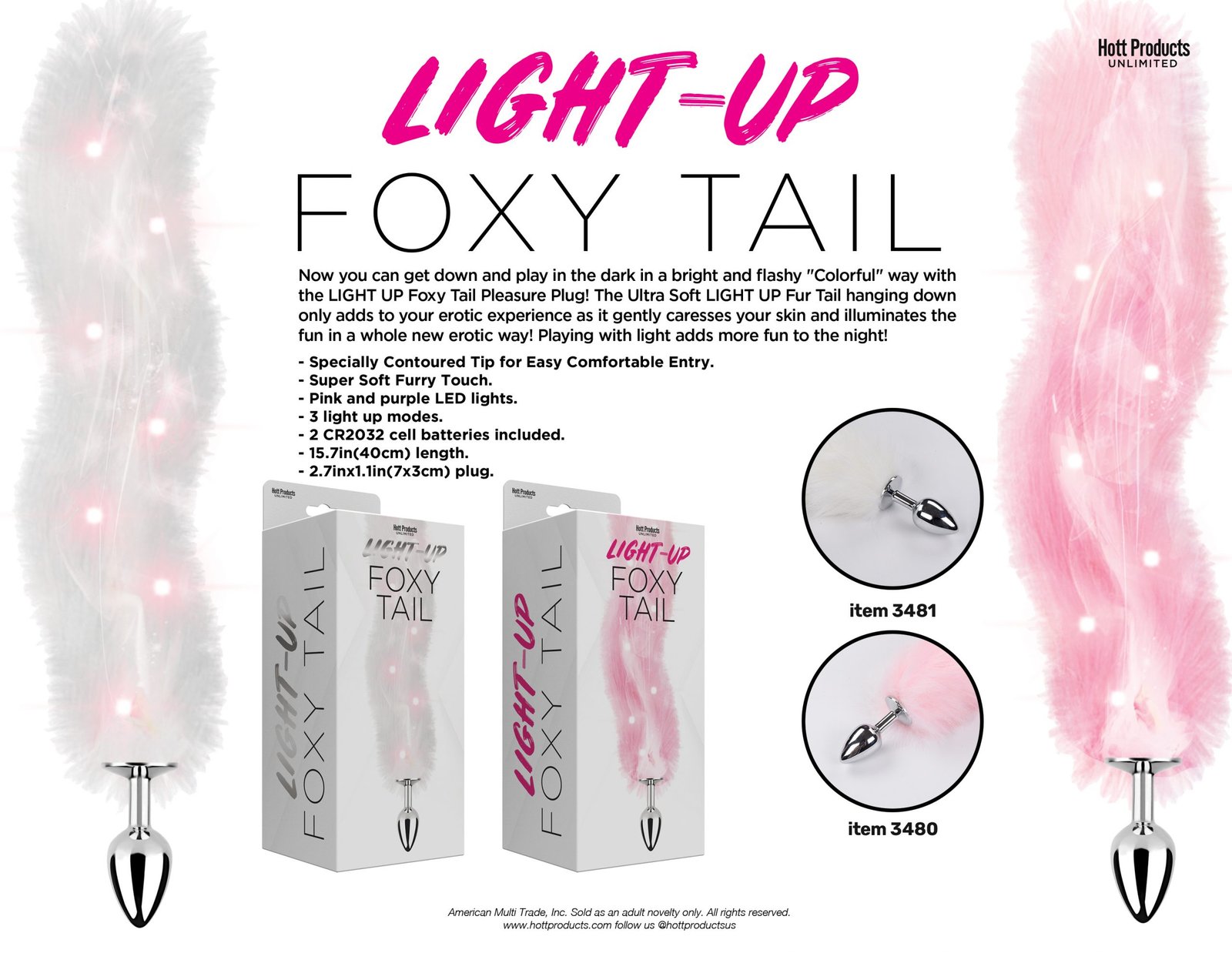 JzI05D1gBU8HC3z8cUrA3UtlENafNXVP.jpg Foxy Tail - Light Up Faux Fur Butt Plug - White Plug - White - Image 1