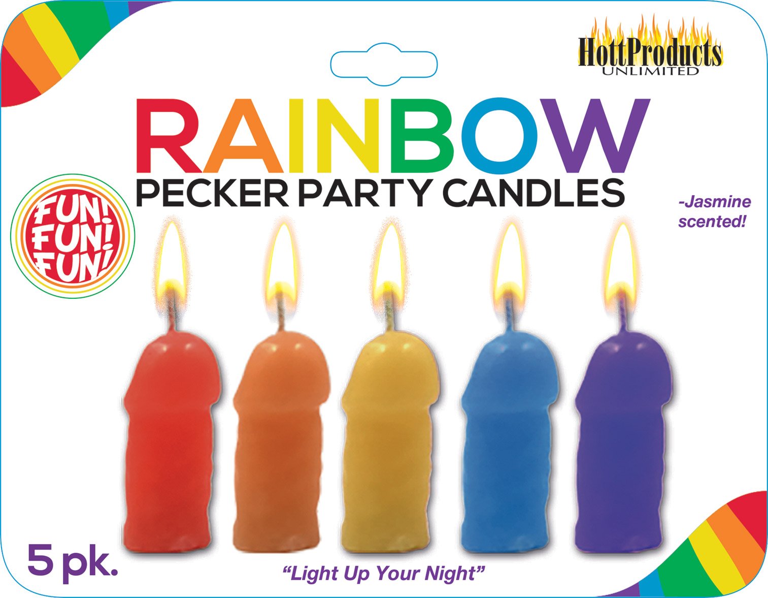 MeovrOIEkPWoSx0w5wzQqgztVTikPtJz.jpg Rainbow Pecker Party Candles - 5 Pack - Image 1