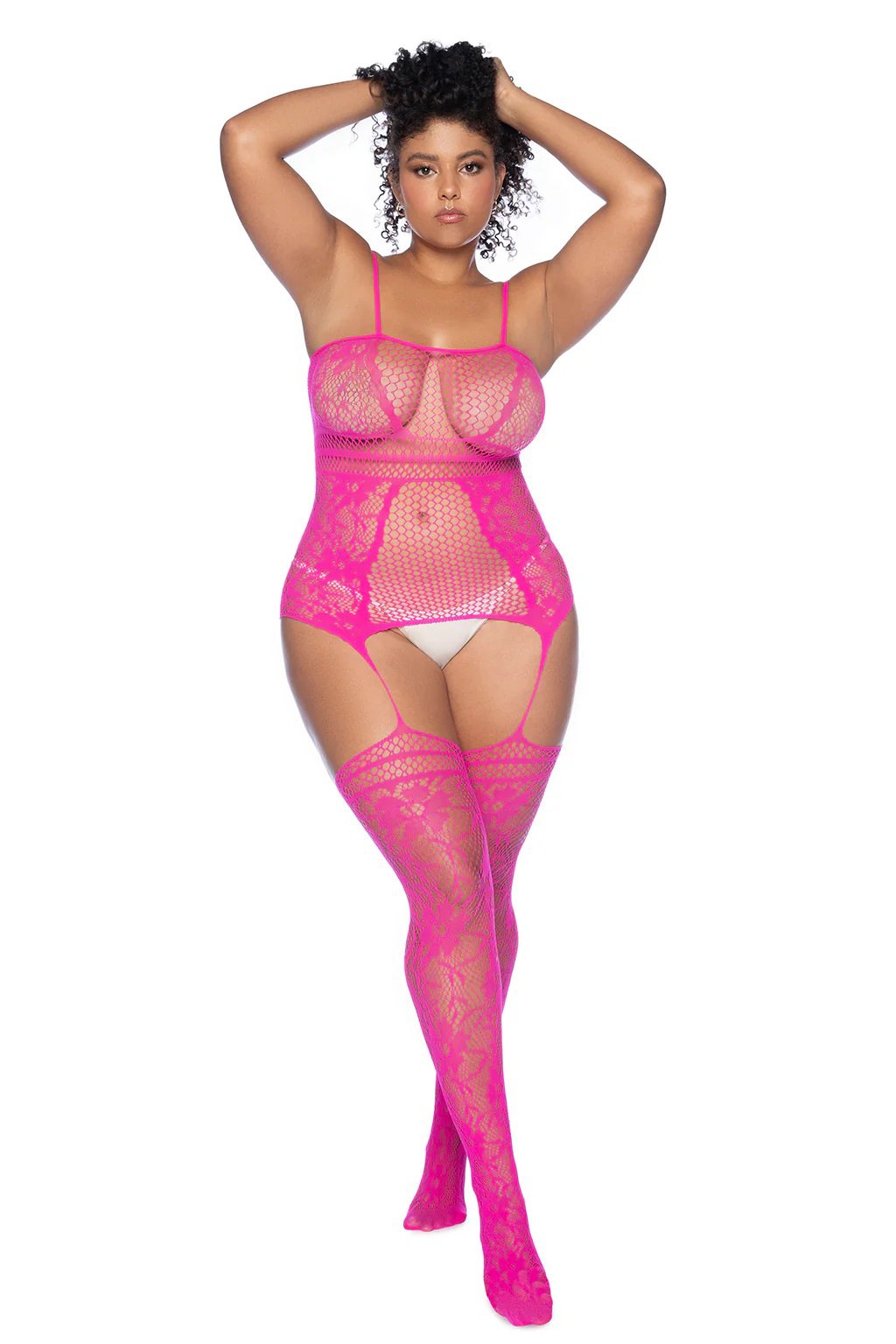 RAIEWsG1.jpg Curvy Aria Fishnet Body Stocking - X - Pink - Image 1