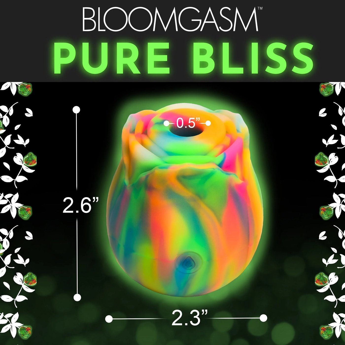 RXsLWkiiD3Gl5YfFD2QHWYY4czCCJjKv.jpg Glow Rose Glow-in-the-Dark Rose Clit Stimulator - Rainbow - Image 1