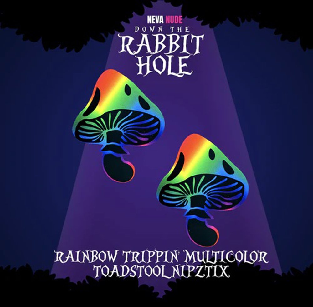 U6enPmtK7L4kuDnfy2lZTFF8NoFYdloj.jpg Rainbow Trippin' Psychedelic Toadstool Nipple Cover Pasties - Image 1