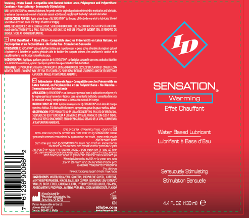 ID Sensation Warming Water Based Lubricant 4.4 Oz