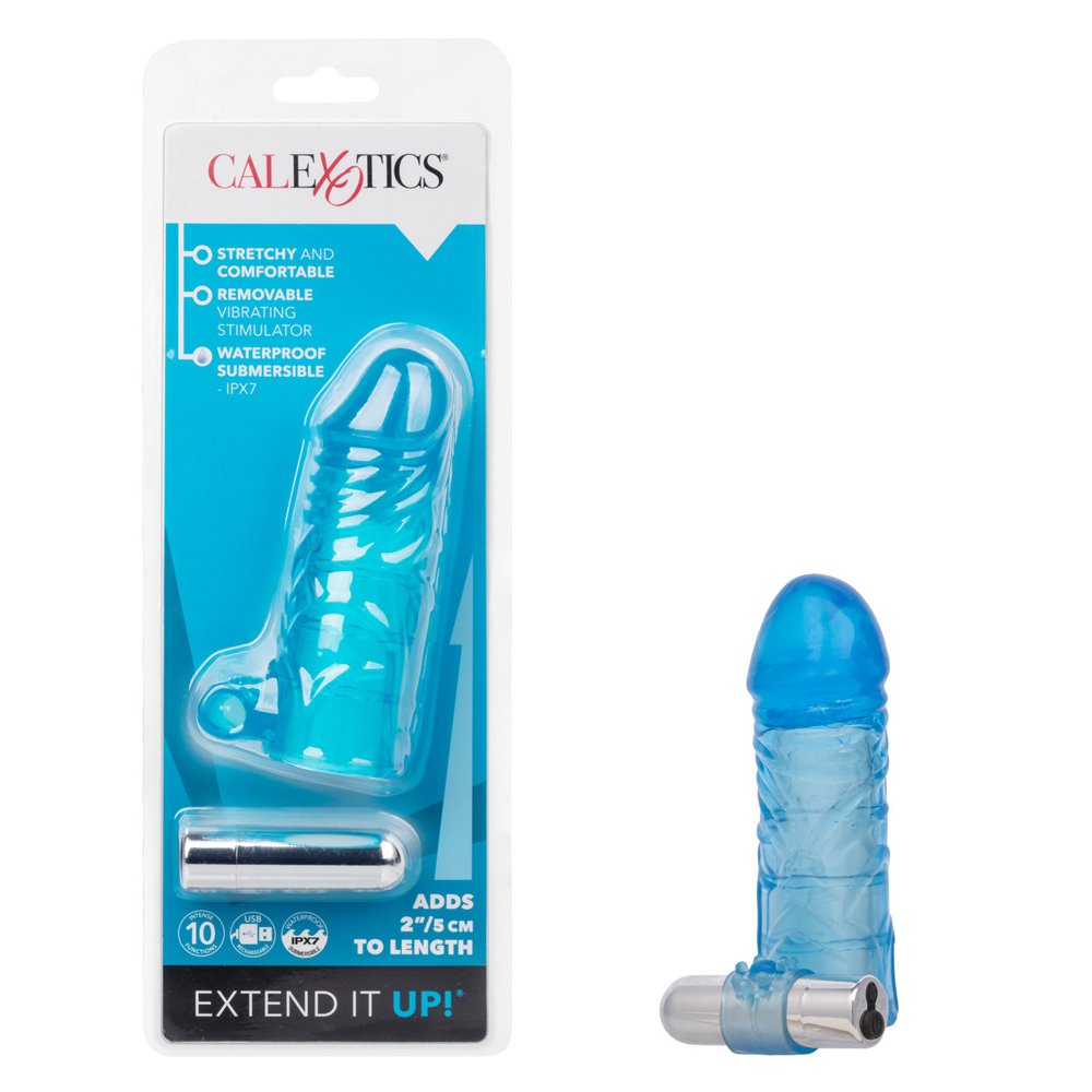VkdIUAgT.jpg Up Extended It Up Vibrating Extension Sleeve - Blue Rechargeable - Image 1