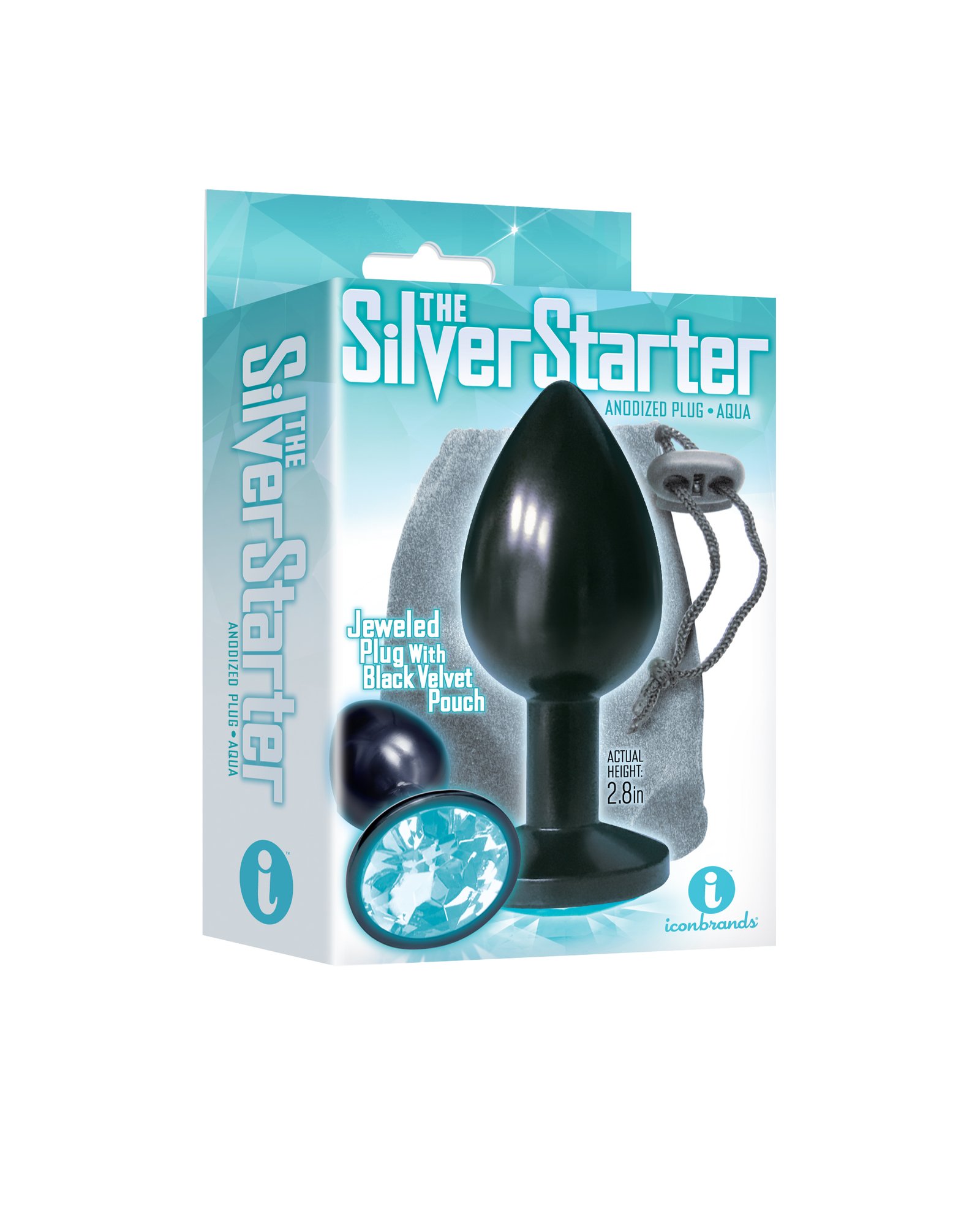YcOWzrVmVZaOteHgTLHwOppBZ9B9bHVj.jpg The 9's the Silver Starter Anodized Bejeweled Stainless Steel Plug - Aqua - Image 1