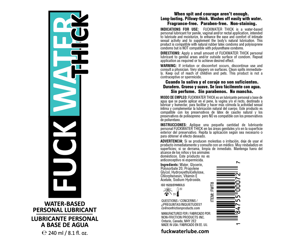 aZTgTXTS.png Fuck Water Thick 8oz Clear Water Based Lubricant - Image 1