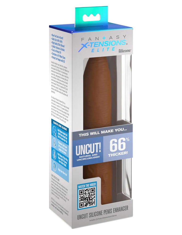 bRNx4zjbOQf4penMh79dQwpWSfikFAlB.jpg Fantasy X-Tensions Elite Uncut 7 Inch Extension Sleeve - Tan - Image 1