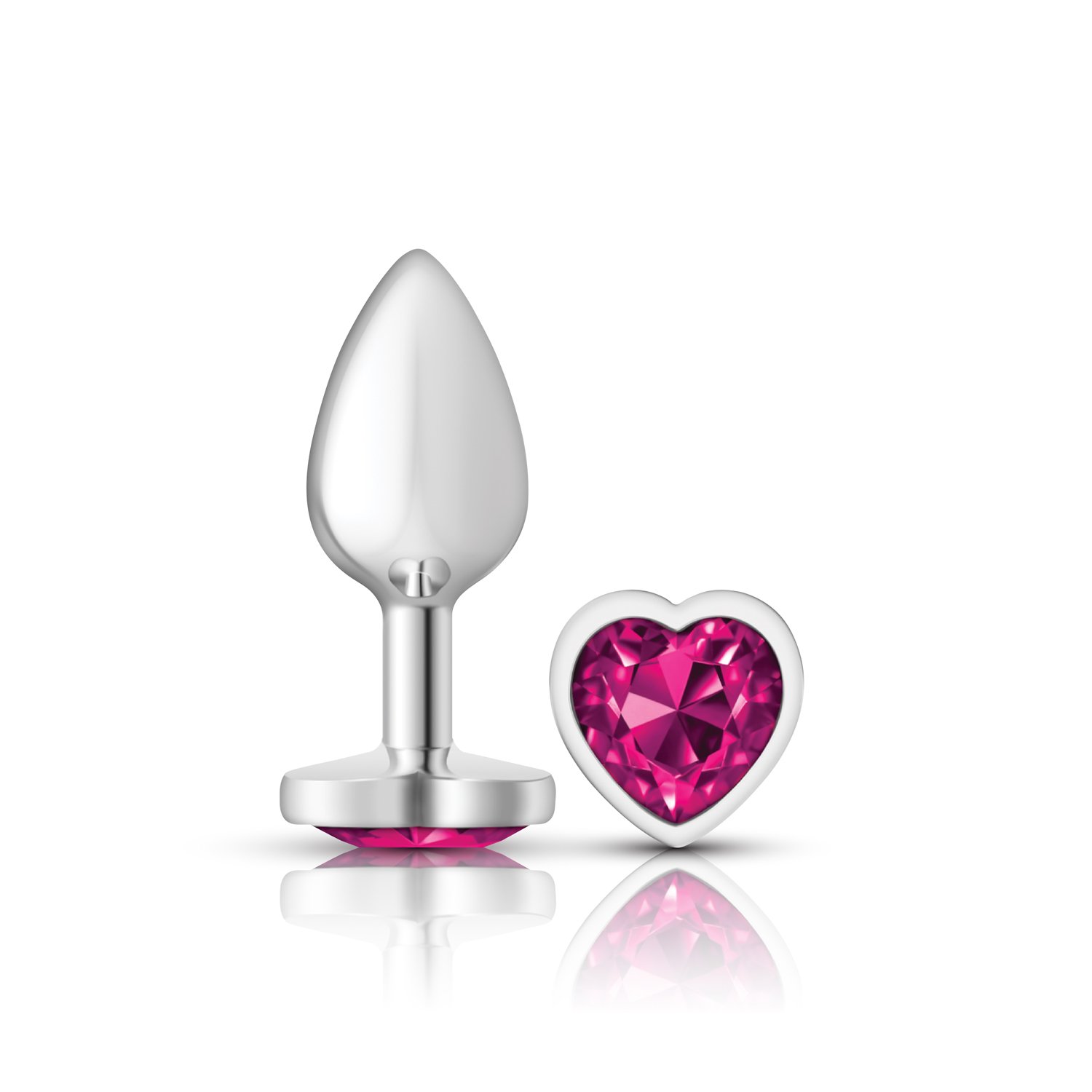 bj21qUqEXie1M9LTy97GBHYgYxIEc3cD.jpg Bright Pink Heart Gem Silver Metal Plug - Sm - Image 1
