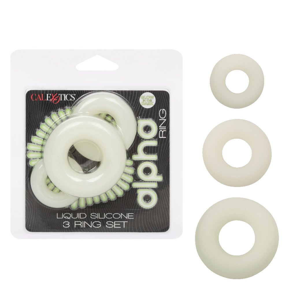 dzPM3ISsZRtf28kZuJPtqGDDJK6ueBZu.jpg Alpha Glow-in-the-Dark Liquid Silicone 3 Ring Set - White - Image 1