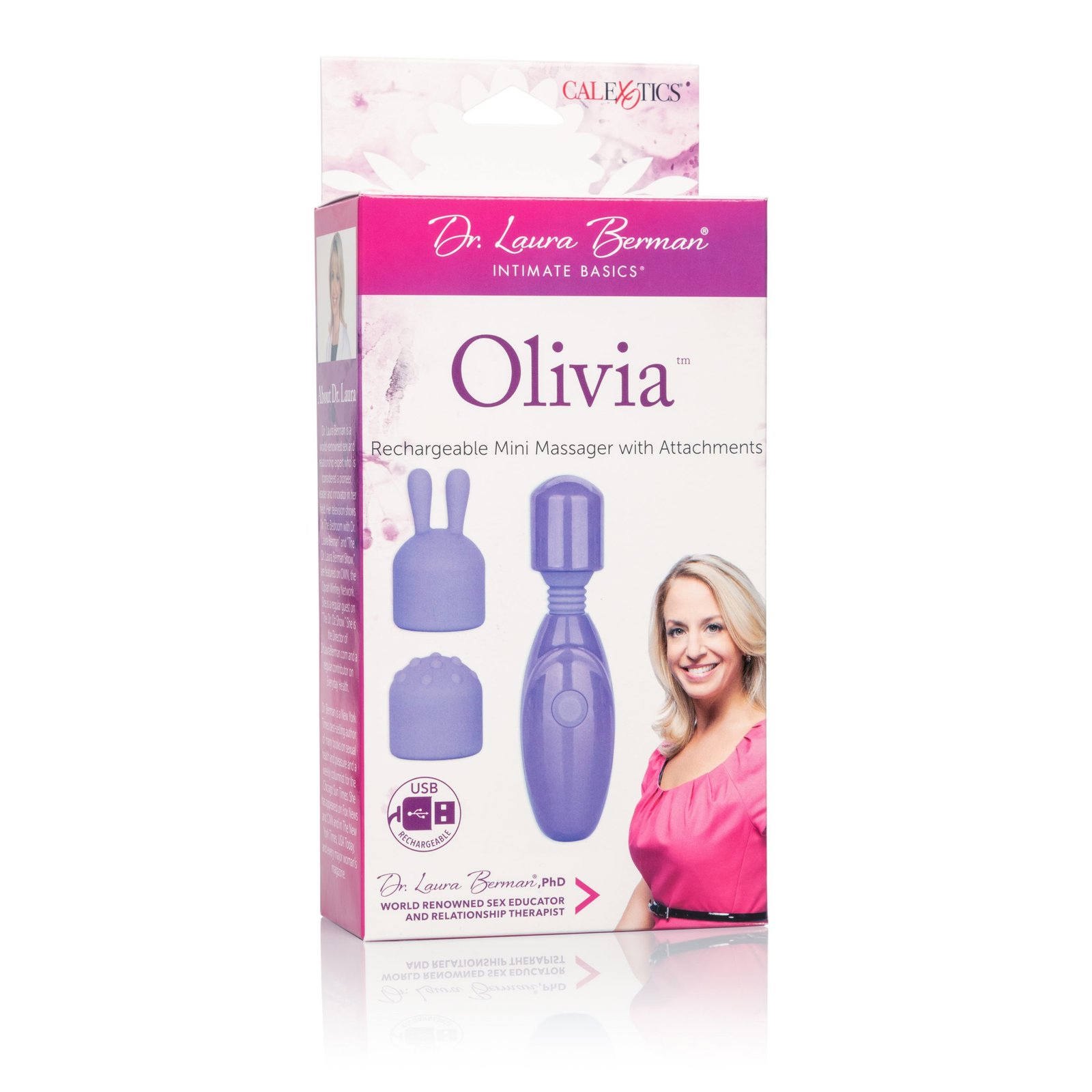 fUYyb3YD9CGo69ddwQsQRSsXYc9QkdmA.jpg Dr. Laura Berman Olivia Rechargeable Mini Massager With Attachments - Image 1