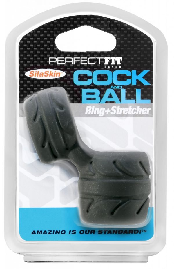 Silaskin Cock & Ball Ring and Stretcher - Black