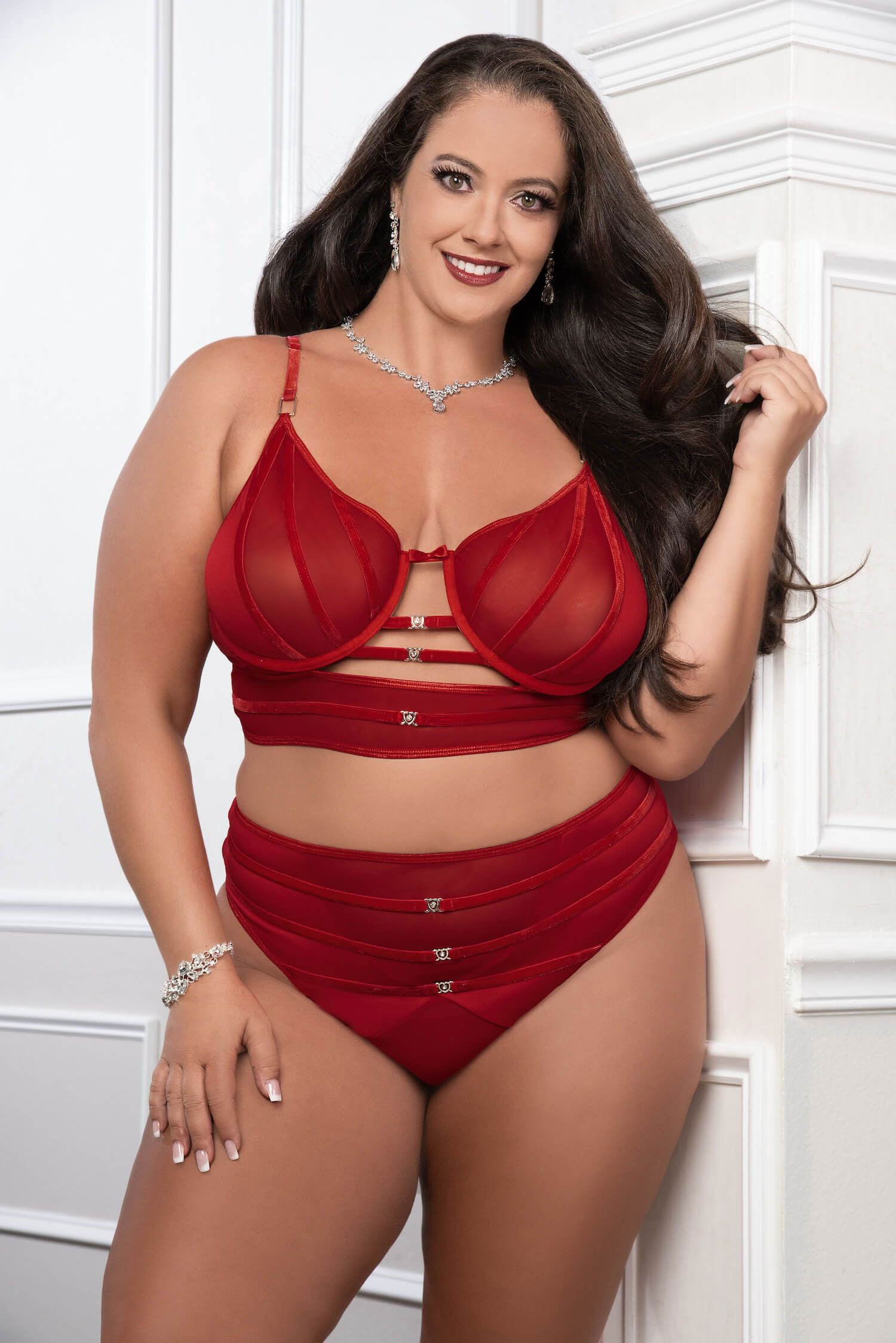 hhiEcYgLF3DxjU6rHGK6SgQIOFXgLB8Z.jpg Cinnamon Red 2pc Satin Bra and High Waist Panty - Queen Size - Image 1