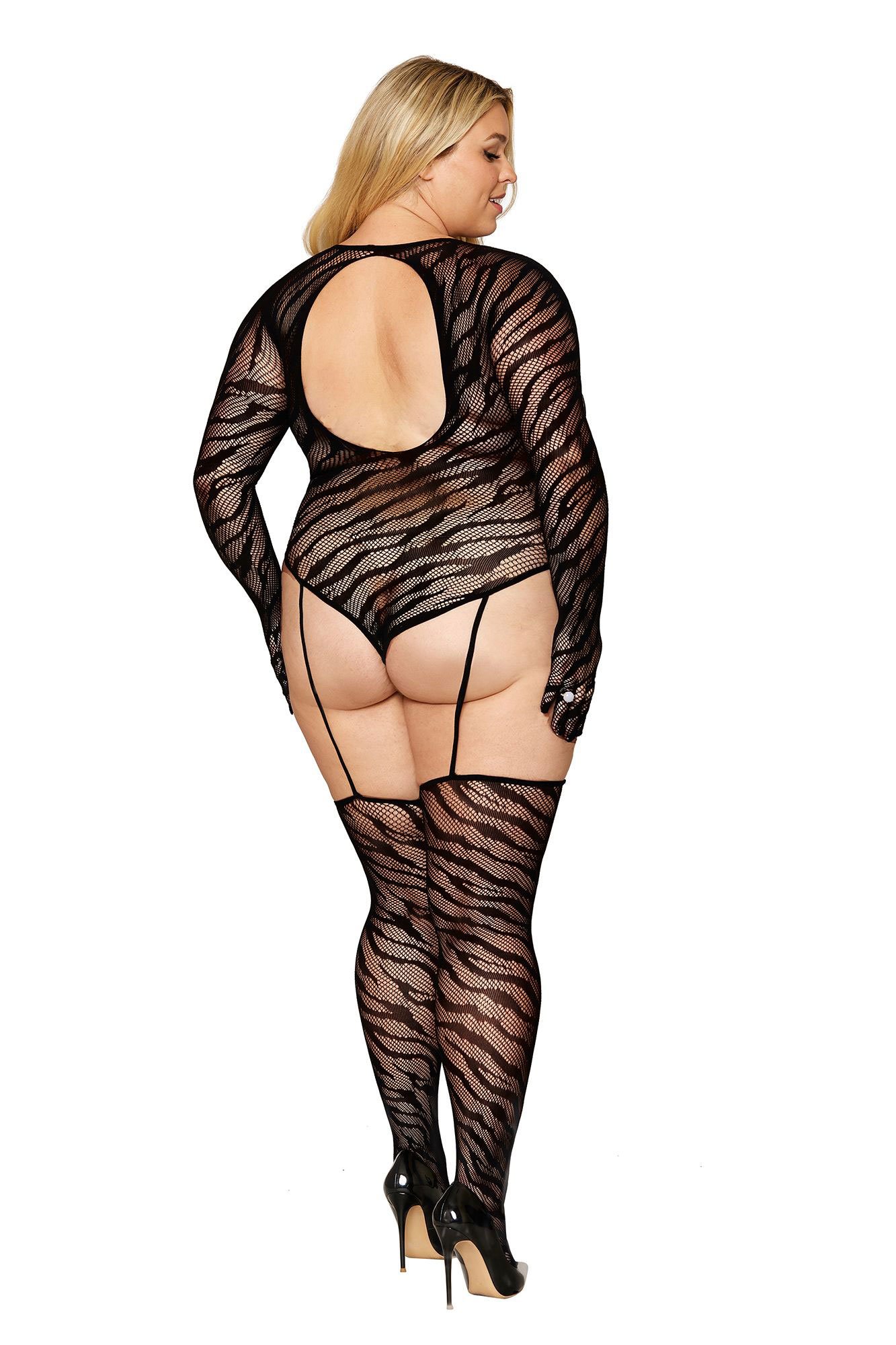 hj35w27muqGLwKpjMAUK8RQfxLtfaUB1.jpg Teddy Bodystocking With Fingered Gloves - Queen Size - Black - Image 1