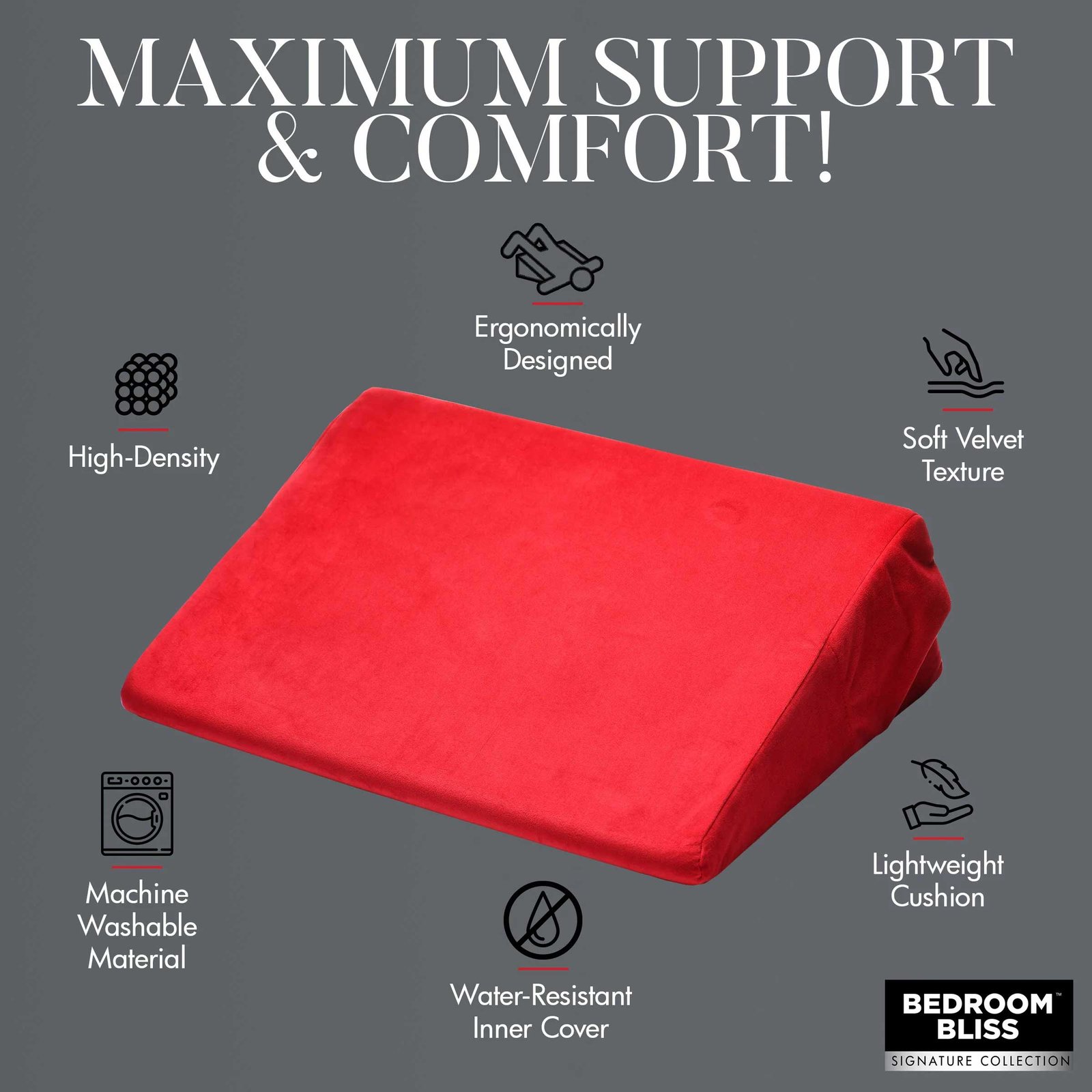 iDN2f4rGLl0DcqnP7YejbZ9CSrOkha1J.jpg Love Cushion Small Wedge Pillow - Red - Image 1
