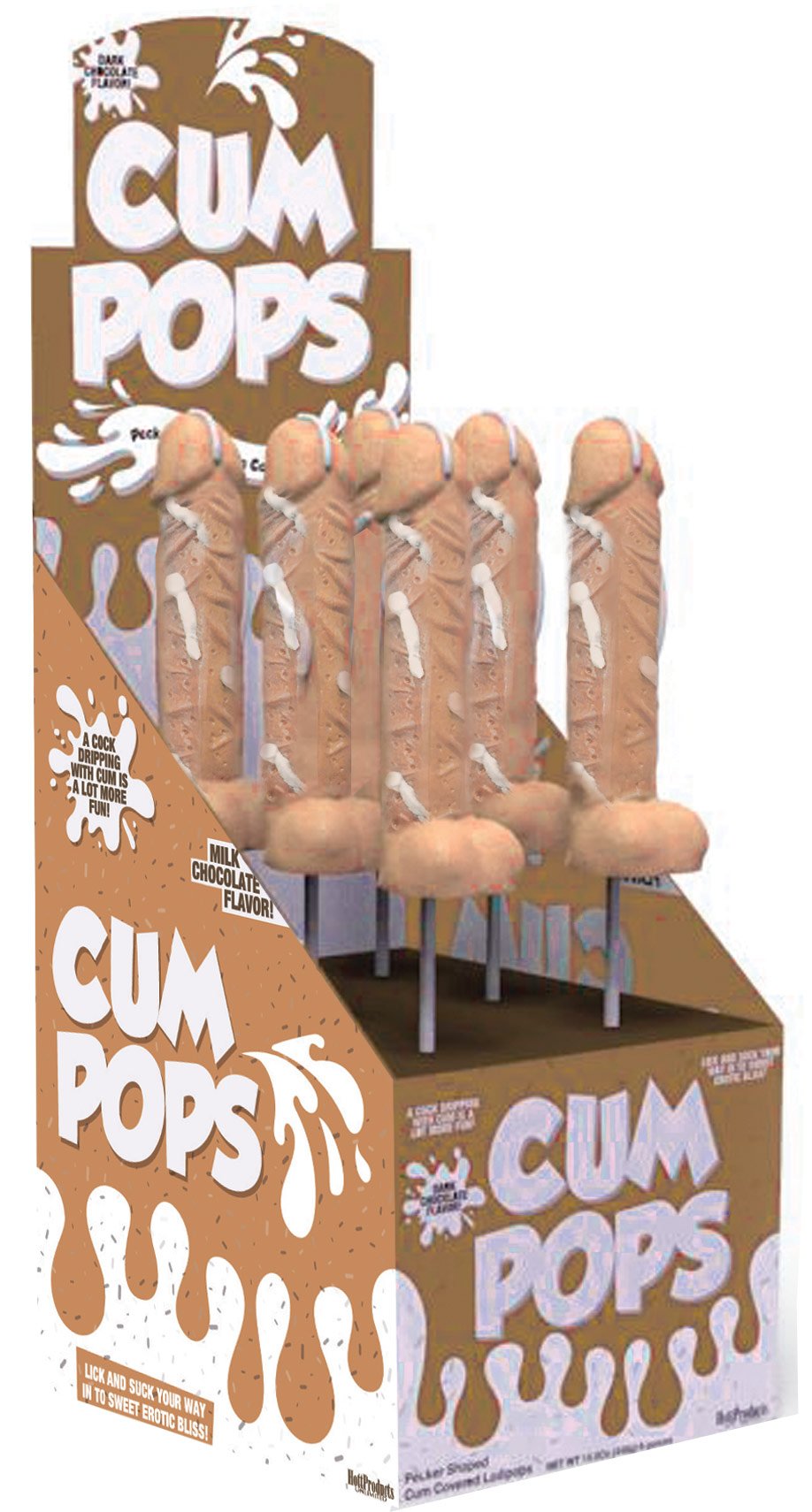 ieffPvvyuScMKwFfhSSKe2Gu1ikJJoJt.jpg Cum Cock Pops - Milk Chocolate - 6 Piece P.O.P. Display - Image 1
