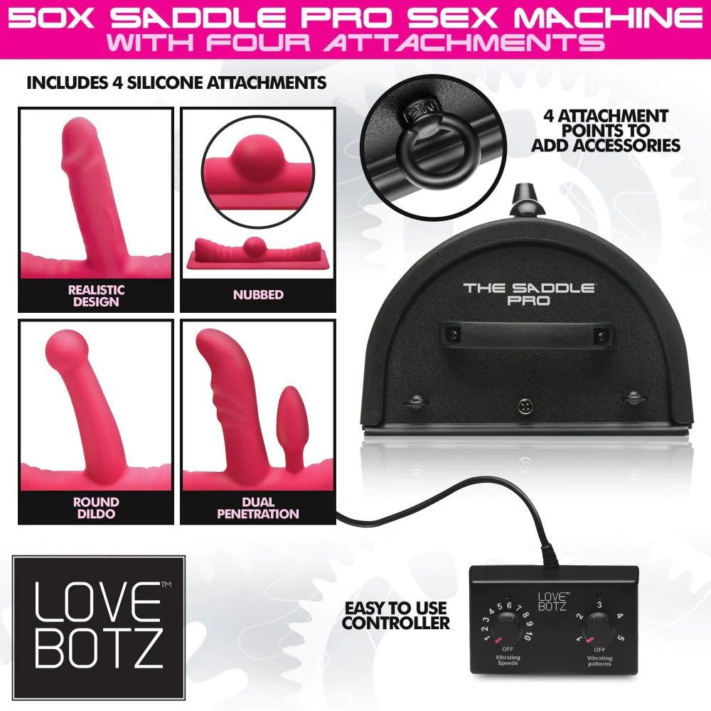 jHK8QYZMothjHnFY2tPCOG9YAkXkyQEe.jpg Love Botz 50x Saddle Pro Sex Machine With 4 Attachments - Image 1