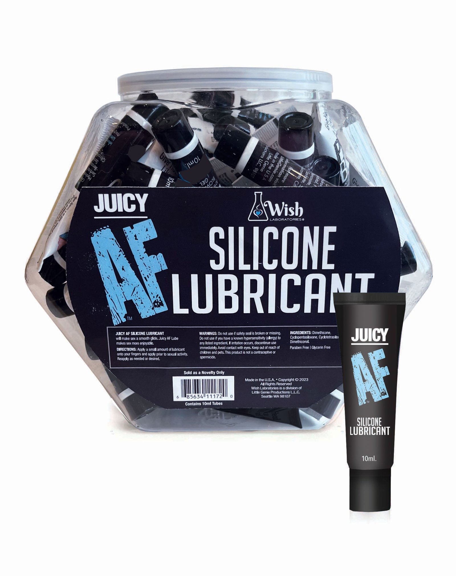 jySntYArCsfOycYxsemXTnYPZiWOGdDm.jpg Juicy Af Silicone Lubricant 10 ml - Pop Display of 65 - Image 1