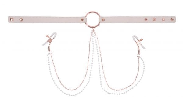 Peaches N Creame Collar With Nipple Clamps - Pink