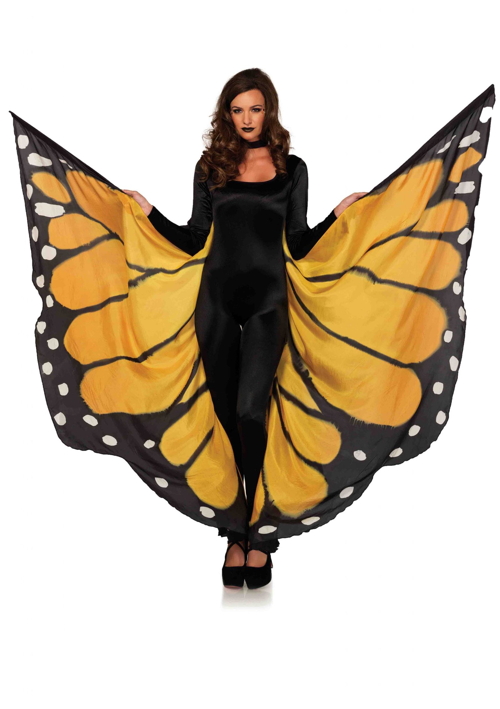 lFDqm1WQ5FXxXkMCkaUOhqc3VCr3WhBh.jpg Festival Butterfly Wing Halter Cape - Orange/ - One Size - Black - Image 1