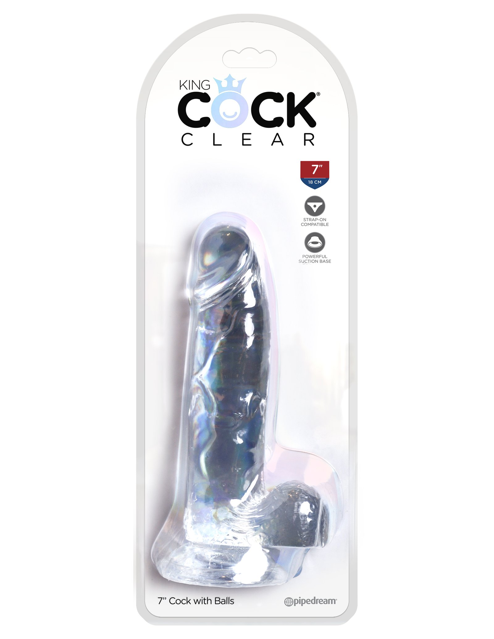 PD5754-20_KC_Clear_7in_Suction_Cup_Balls King Cock Clear 7 Inch Cock With Balls - Image 1