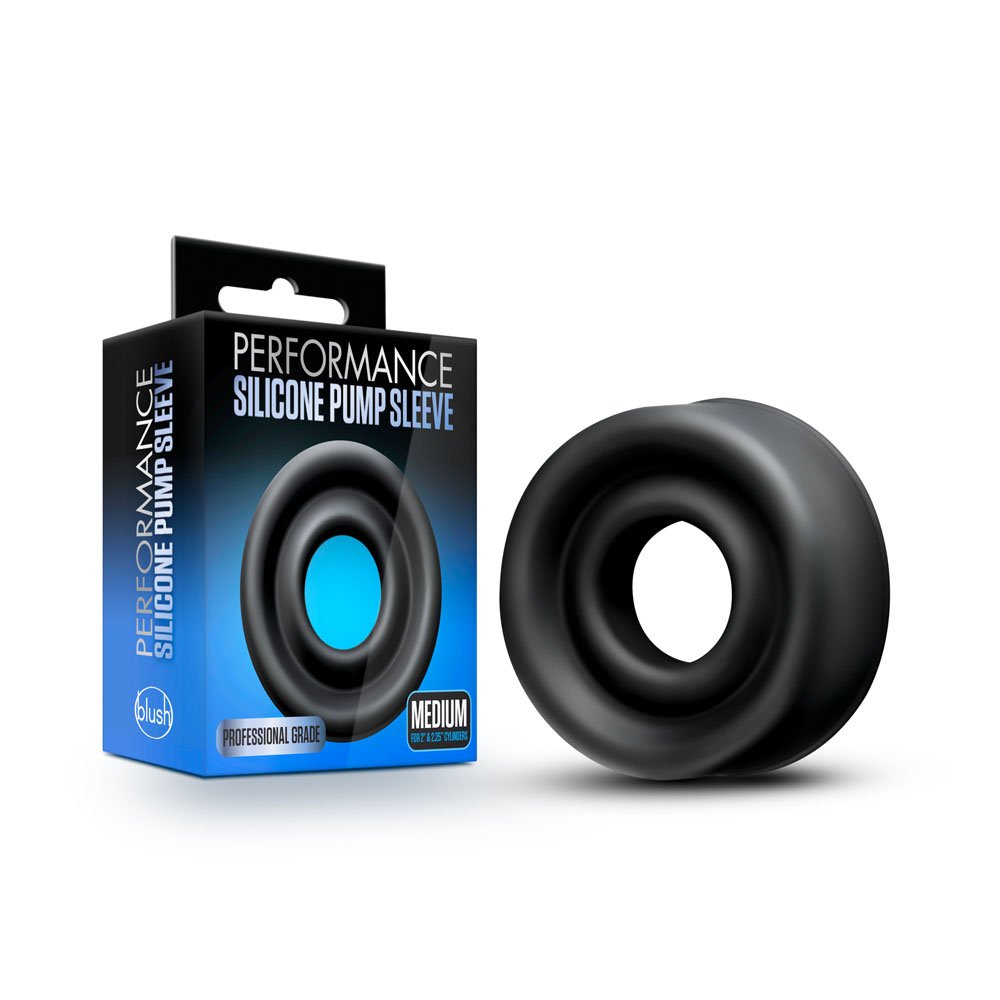 www.blushnovelties.com Performance - Silicone Pump Sleeve - Medium - Black - Image 1