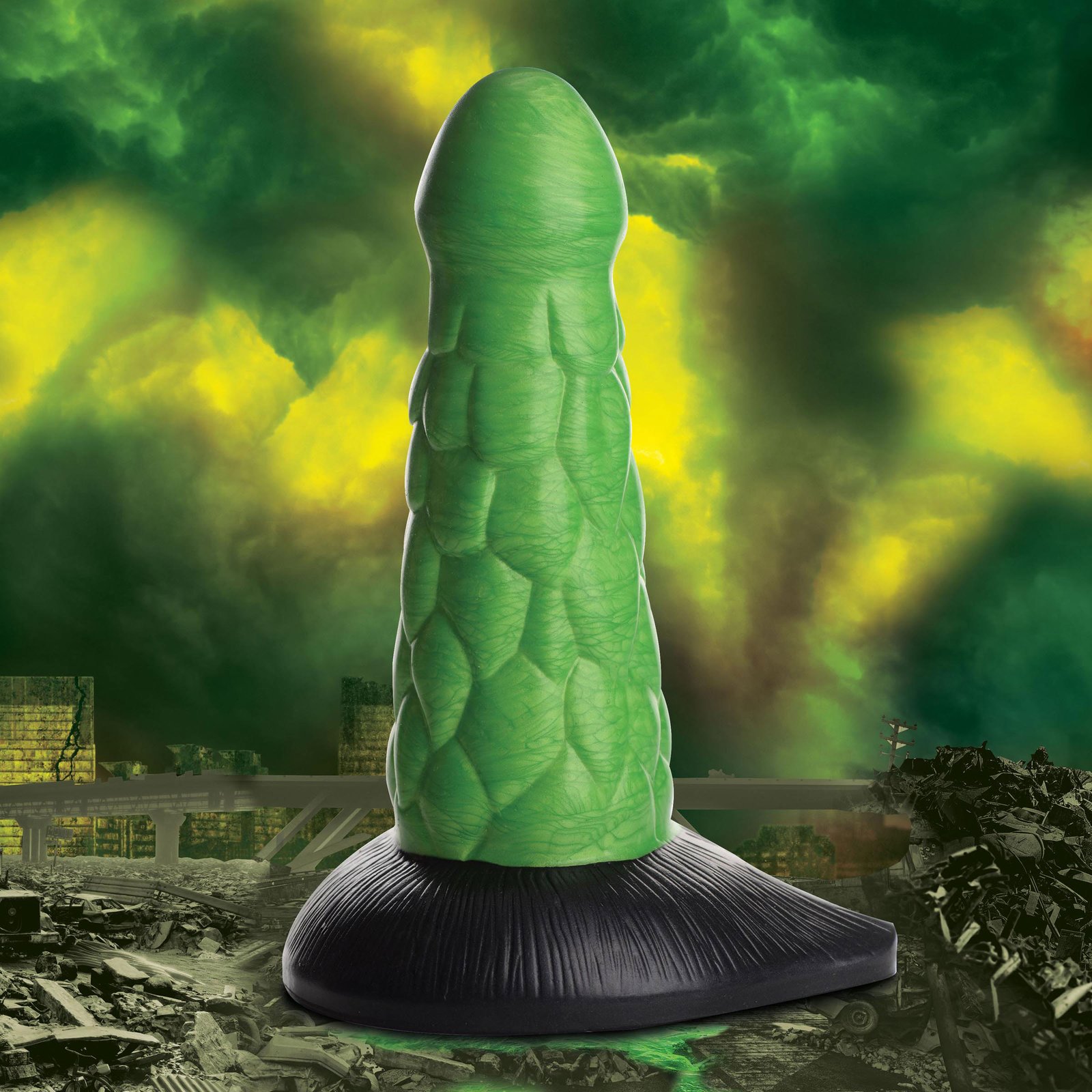 mgZd6k6eaYvxZECSTnDB036CFjNEymXL.jpg Radioactive Reptile Thick Scaly Silicone Dildo - Green - Image 1