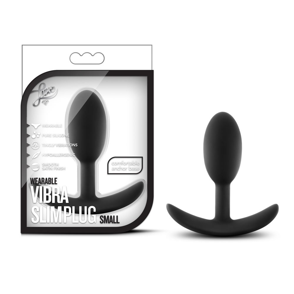 www.blushnovelties.com Luxe - Wearable Vibra Slim Plug - Small - Black - Image 1