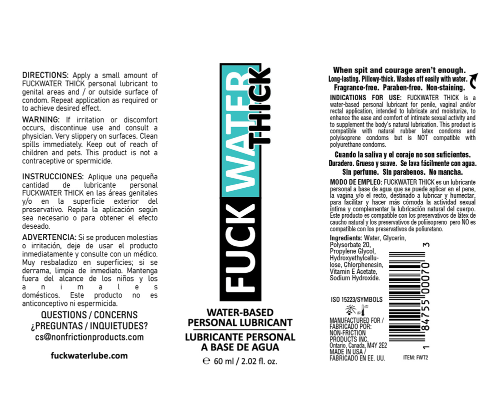 owkLvEAS.png Fuck Water Thick 2oz Clear Water Based Lubricant - Image 1