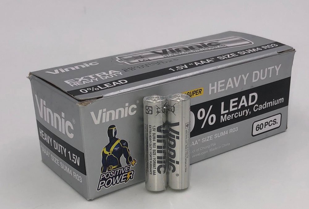qqLQsW8UZVPTMALz2cGHCXSCXEVobJ1Y.jpg Vinnic Extra Heavy Duty AAA Batteries - 2 Pc./ Shrink Pk. - 60 Pcs. Box - Image 1