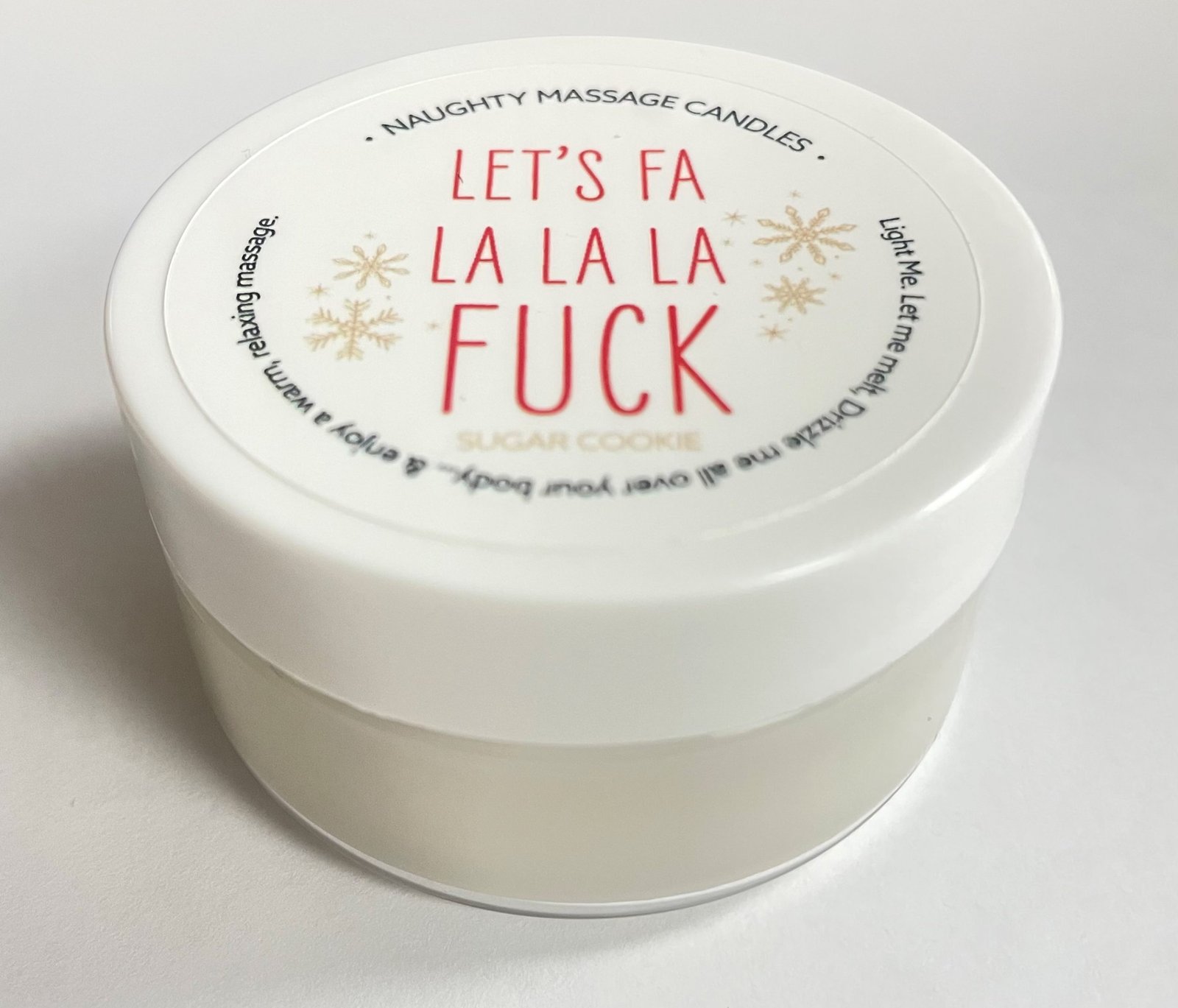 rX7m7Udn4kYA96zMHnWXo85ooZ7OlQrI.jpg Let's Fa La La La Fuck Massage Candle - Sugar Cookie 1.7 Oz - Image 1