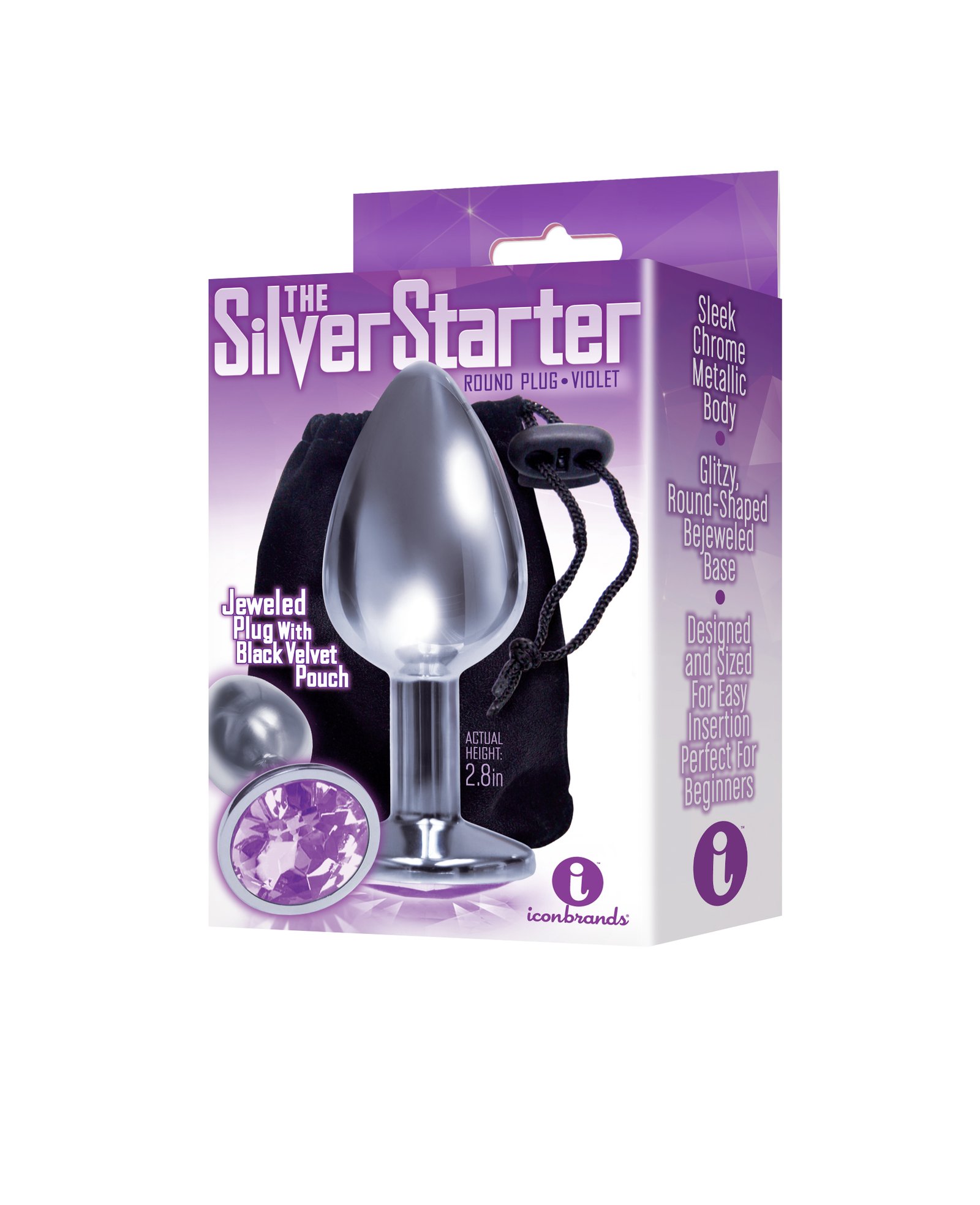 t8CCe3Cx8Q5NaPg6hyIJ36yAWsWvhhMH.jpg The 9's the Silver Starter Bejeweled Stainless Steel Plug - Violet - Image 1