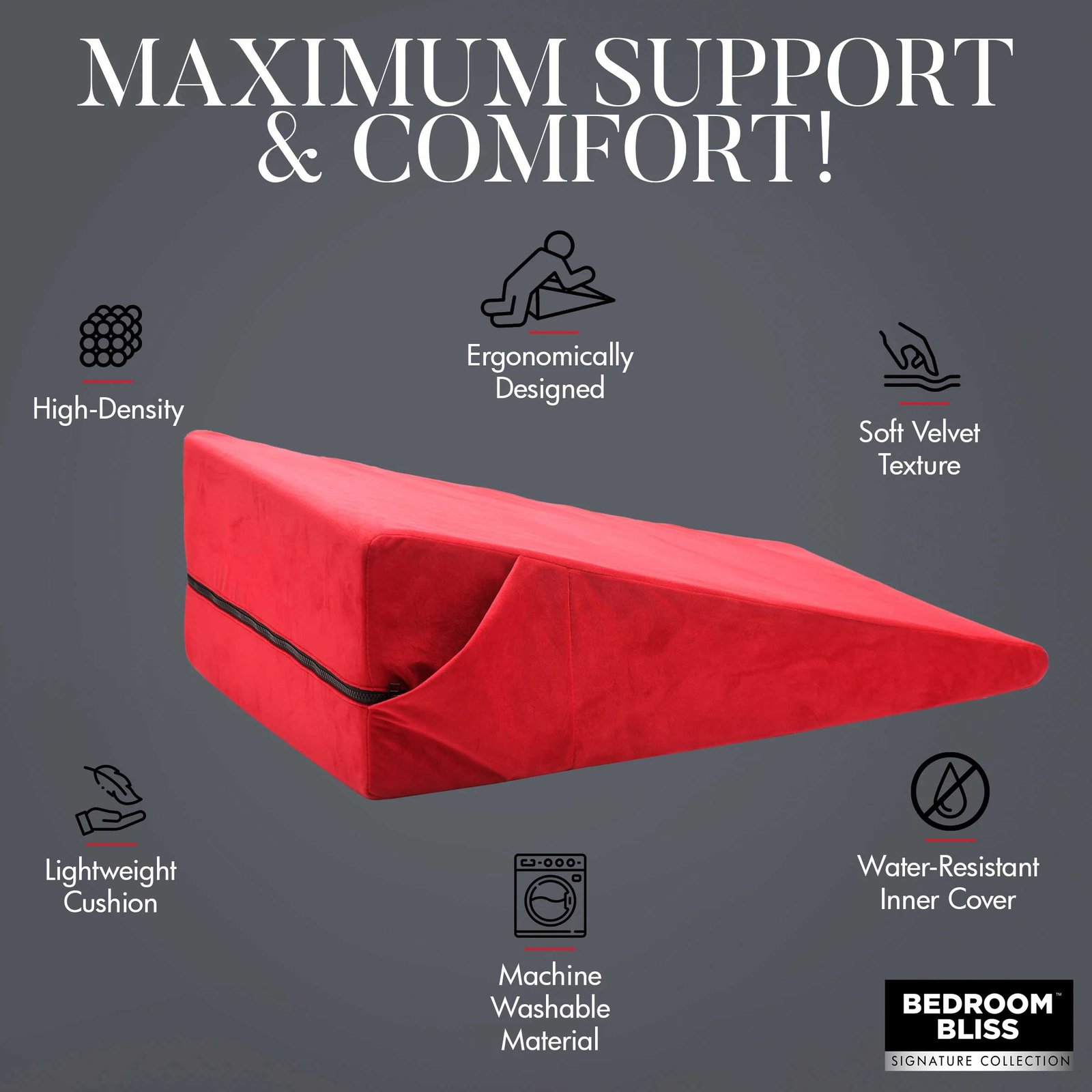 vzirbcOAx2oNiWLUtt4TF3YgSjVB0twG.jpg Xl-Love Cushion Large Wedge Pillow - Red - Image 1