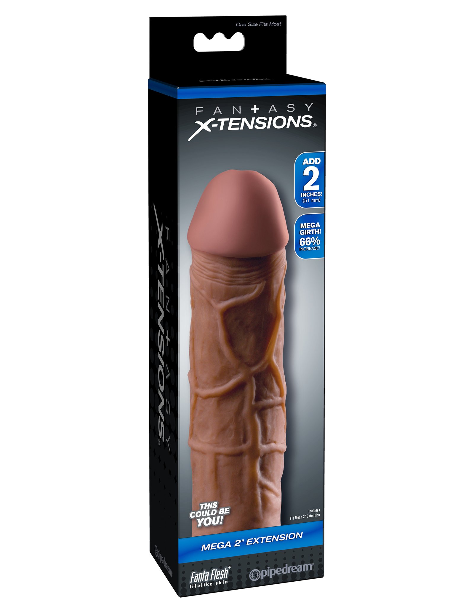wE5L7QuWLO0GUUv5hc2MBpSuYPkQhskj.jpg Fantasy X-Tension Mega 2-Inch Extension - Brown - Image 1