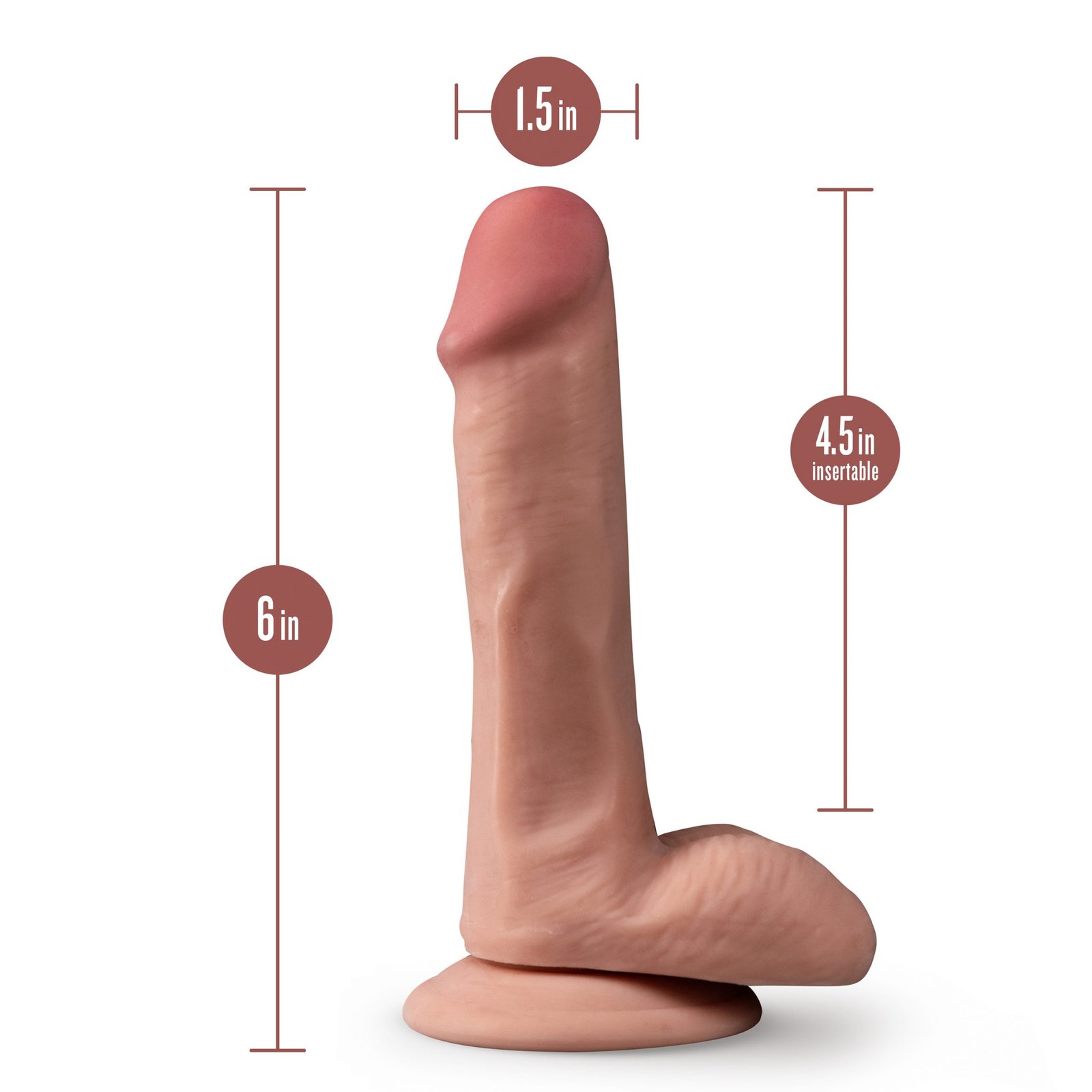 xliYul5c4xtaabktSirc1wbtrc0KBqss.jpg Dr. Skin Plus - 6 Inch Posable Dildo With Balls - Mocha - Image 1
