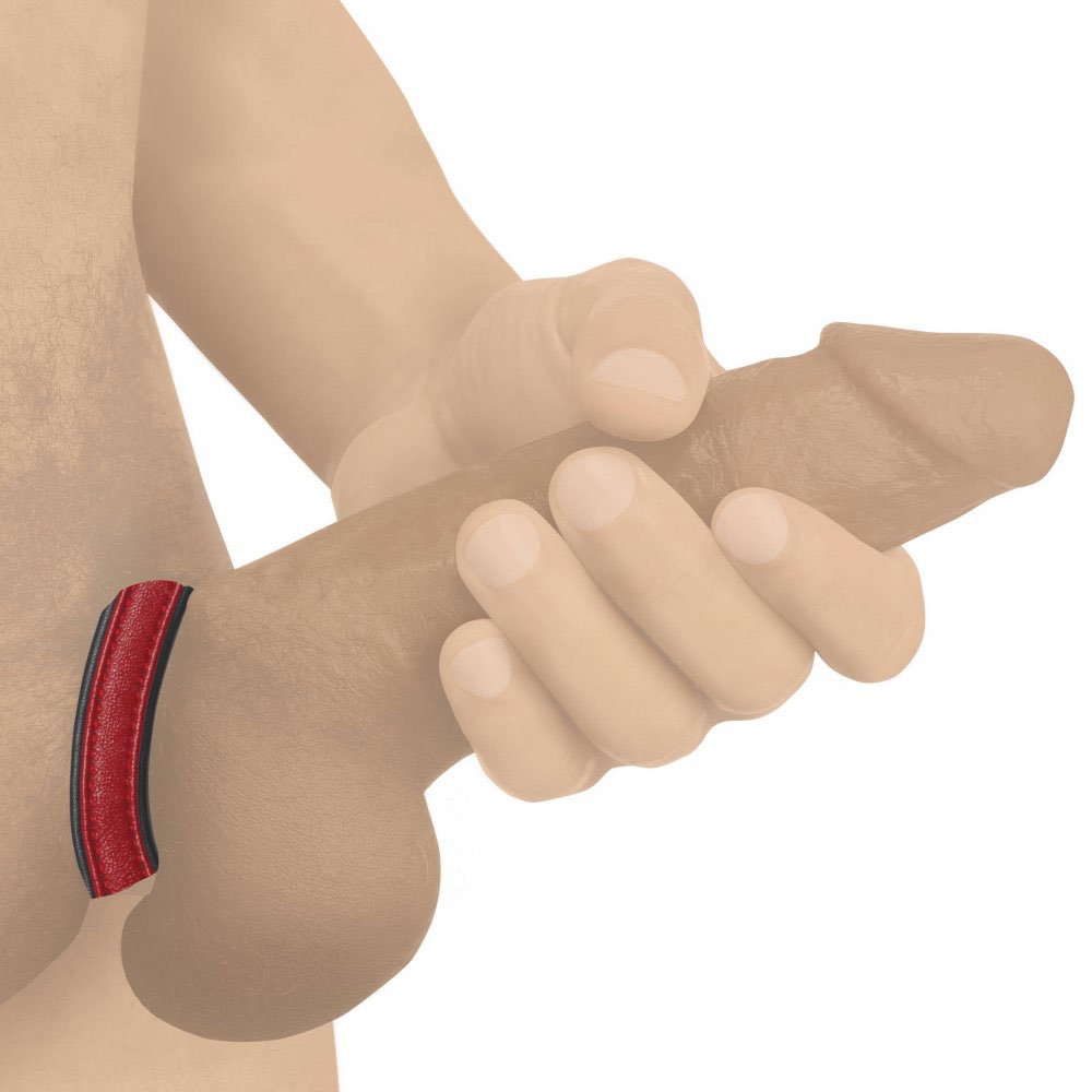 yOZrutNklpYqHTchg6HCizBYylVw56GV.jpg Leather and Velcro Cock Ring - Red - Image 1