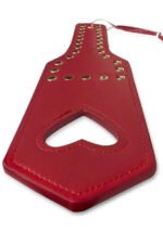 Spanker Red Faux Leather Spanker with Studs and Heart Detail - Image 2