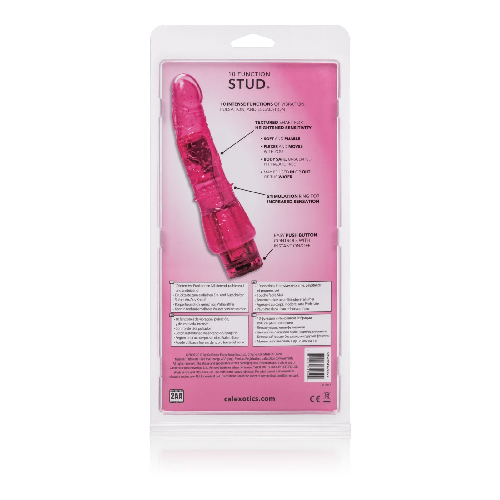 10-function-stud-7-inches-hot-pink 10 Function Stud 7 Inches - Hot Pink - Image 1